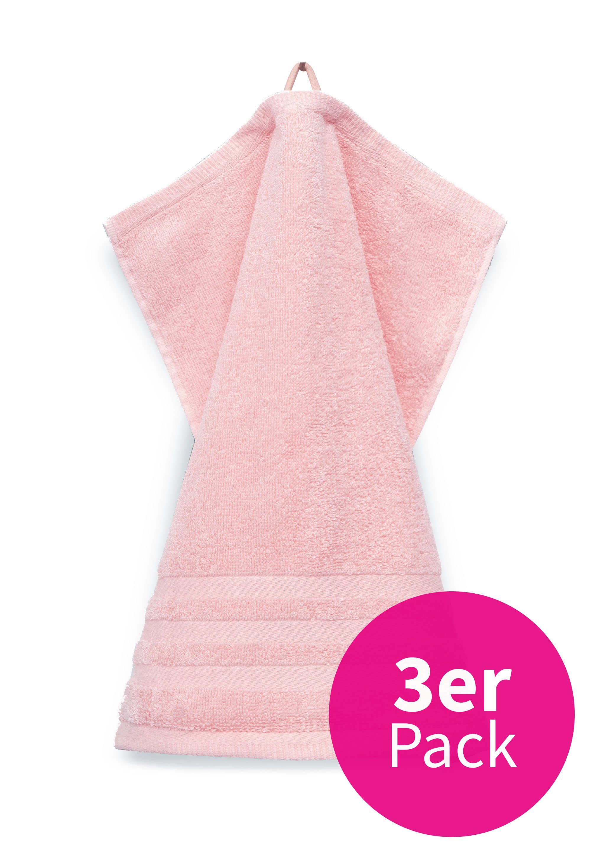 grace grand spa Waschlappen Aktion (3-tlg), mit attraktiver Streifen-Bordüre rosa