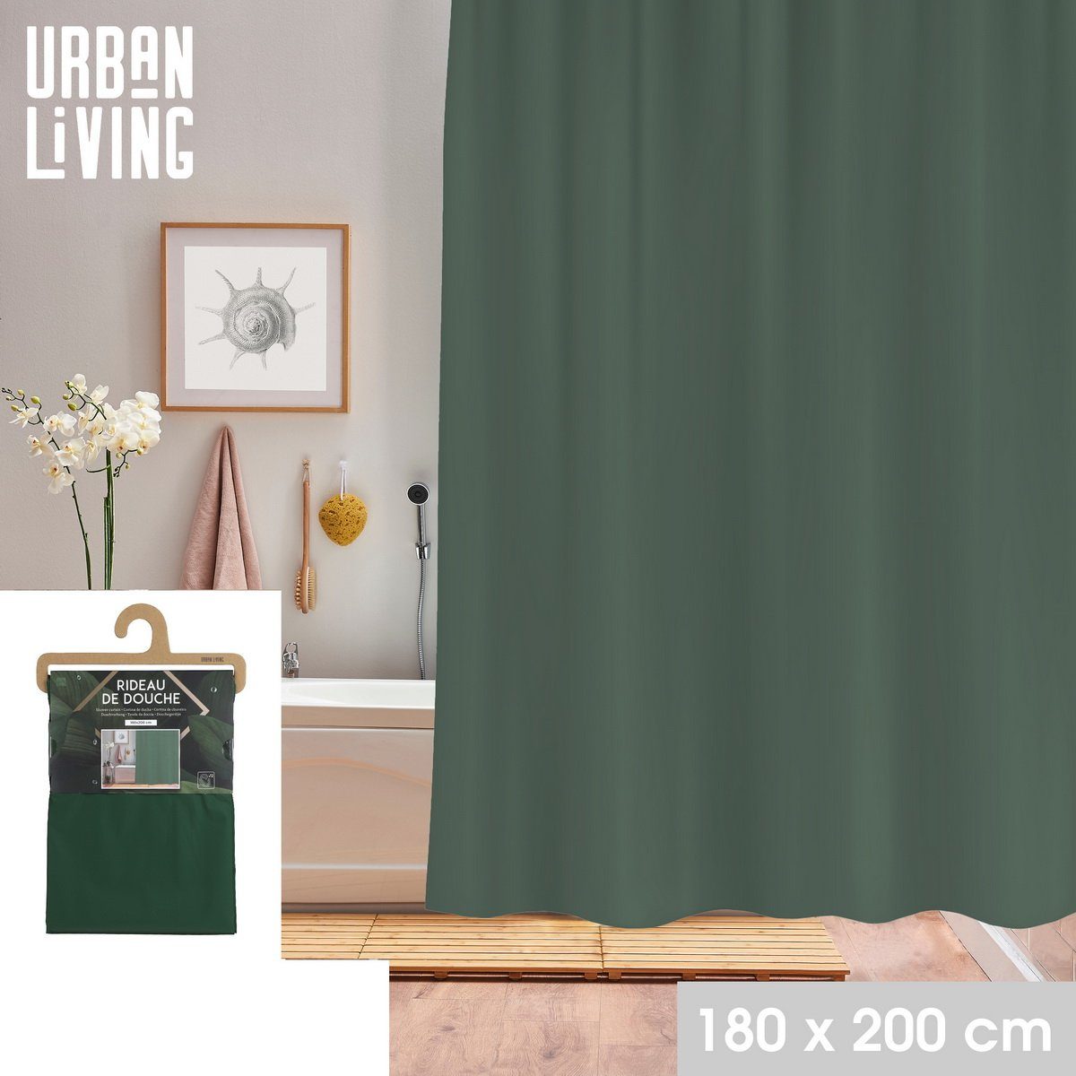 Urban Living Duschvorhang Badewannenvorhang Badvorhang Ersatzvorhang Vorhang Breite 180 cm, wasserdichtes Material