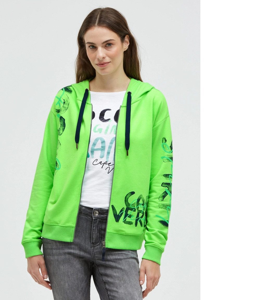 SOCCX Kapuzensweatjacke mit Print Artworks neon leaf mit Baumwolle