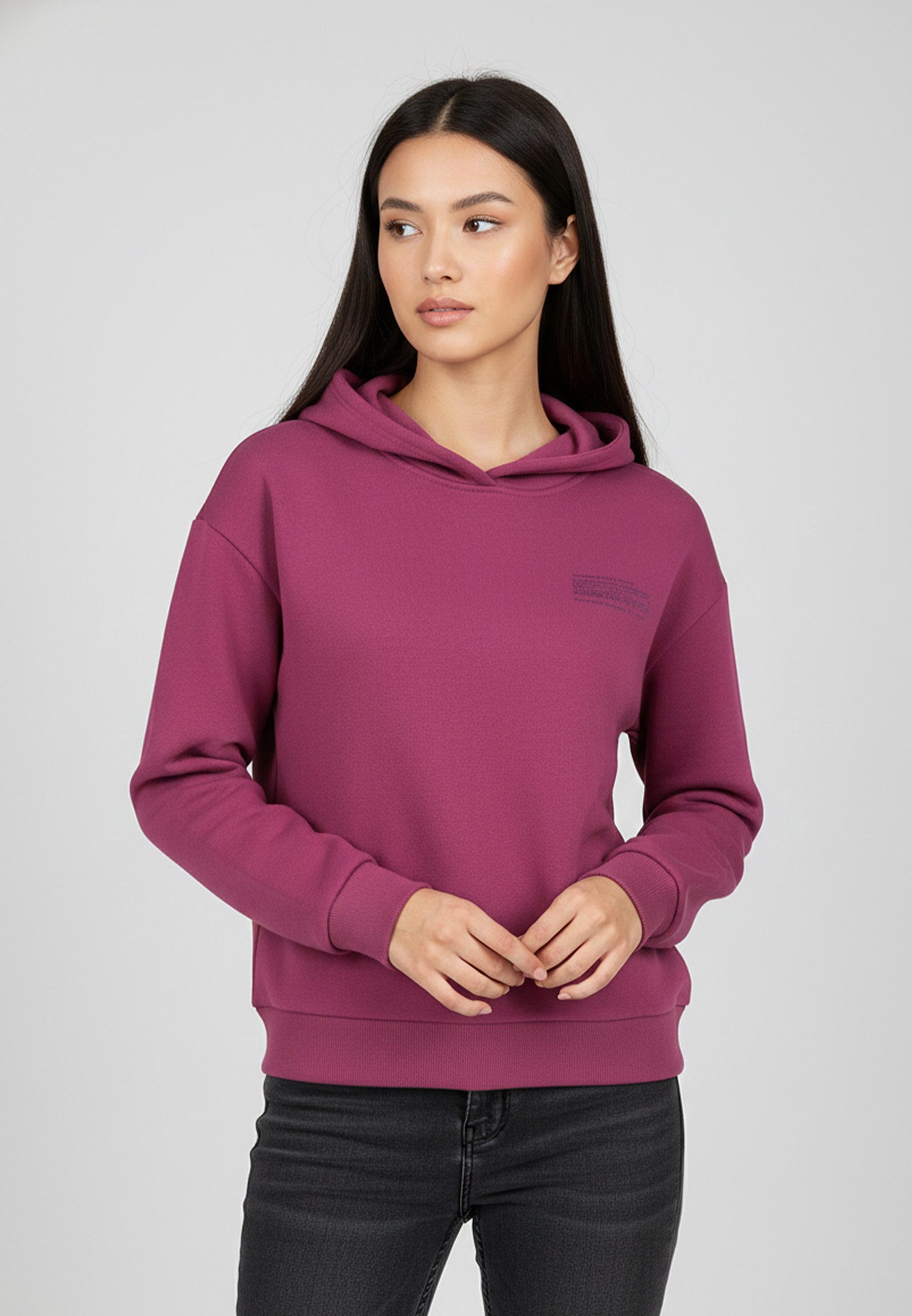SUBLEVEL Hoodie Bequem mit Kapuze für Damen (1-tlg) Baumwolle Normal Fit Kapuze Langarm Einfarbig atmungsaktiv