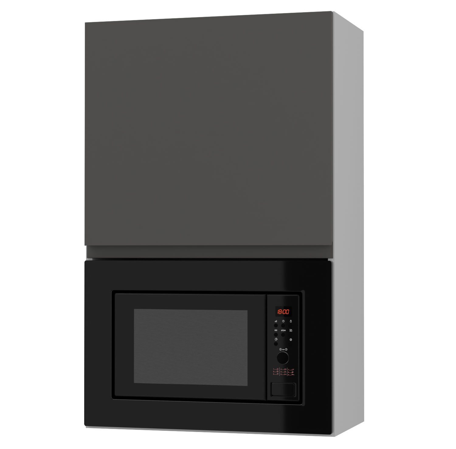 Feldmann-Wohnen Mikrowellenumbauschrank Avellino (W4MK/60, Mikrowellenumbauschrank mit Tür, 1-St., moderne Optik, Acrylfronten, Griffmulden) 60cm Graphit Acryl Matt, Grau Matt, grifflos für Mikrowelle
