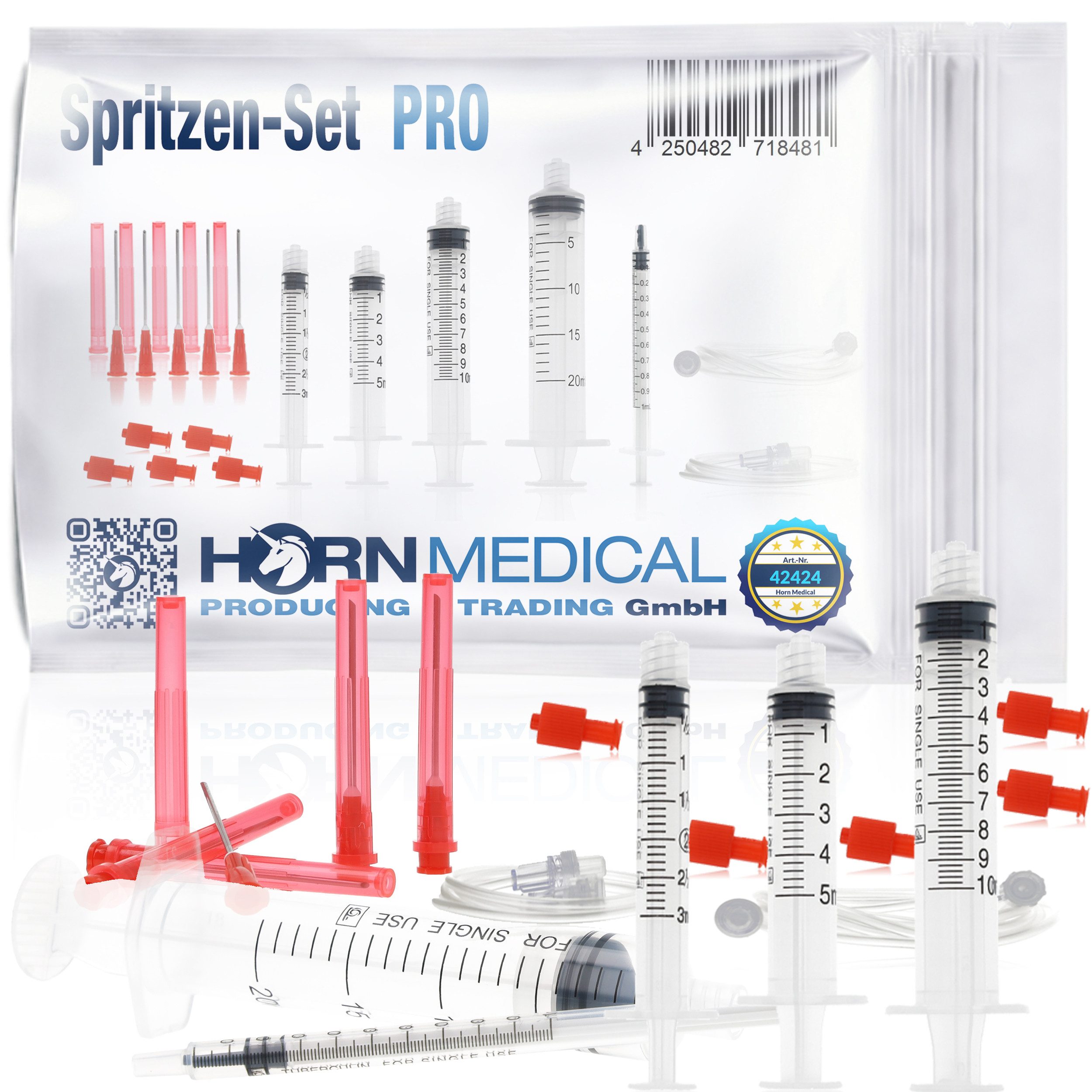 Horn Medical Einwegspritze Horn Medical Spritzen-Set PRO - Spritzen, Silikonschläuche & Zubehör, (Einwegartikel, einzeln steril verpackt), präzises Dosieren & Absaugen ohne Verletzungsgefahr