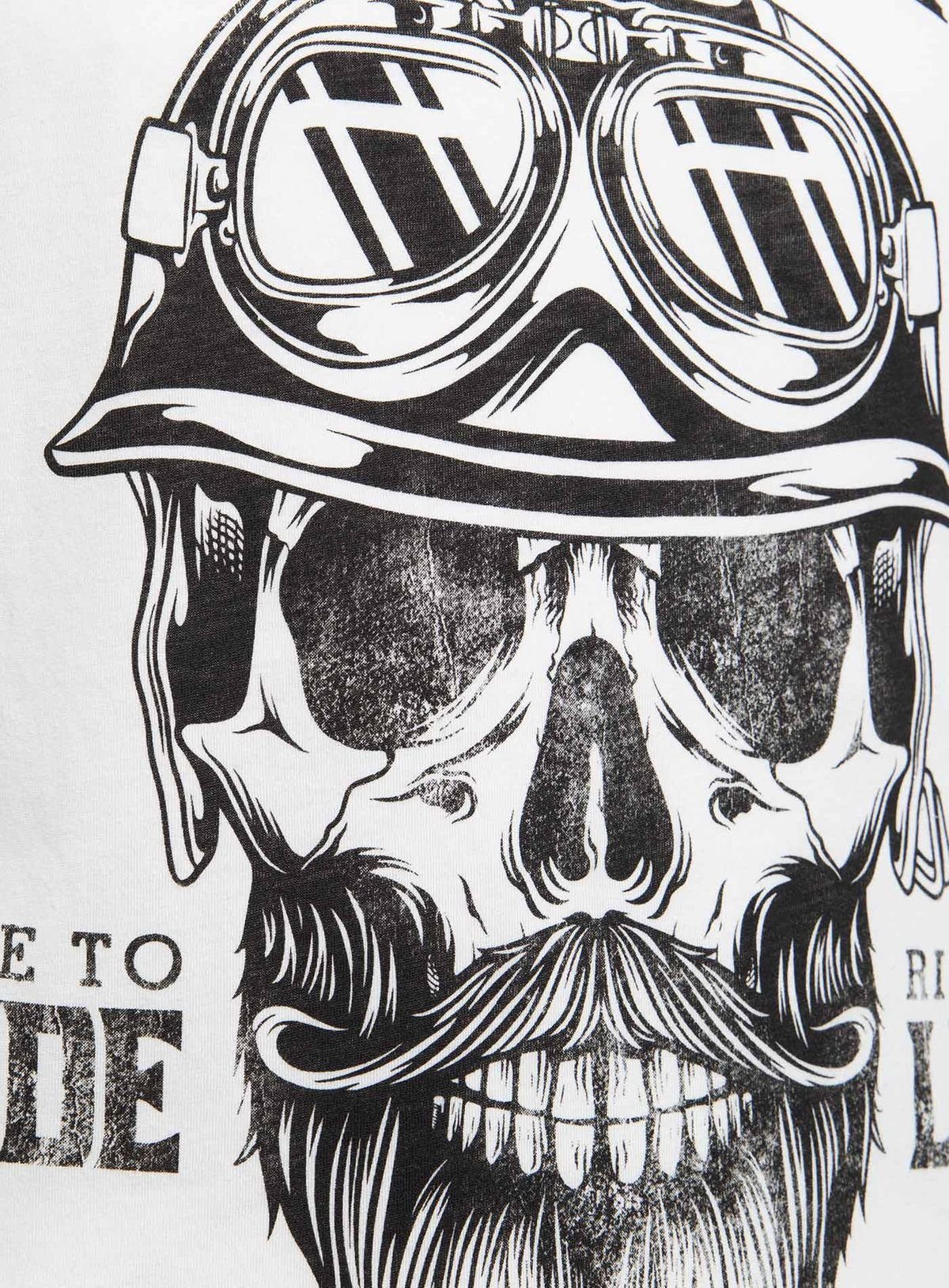 für slim Key Skull Look Bearded Herren Weiß fit Rundhalsauschnitt Biker Largo kurzarm Print Motiv bedruckt MT00203 vintage T-Shirt