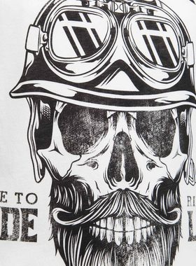 Key Largo T-Shirt für Herren Bearded Biker Skull Print Motiv vintage Look MT00203 Rundhalsauschnitt bedruckt kurzarm slim fit