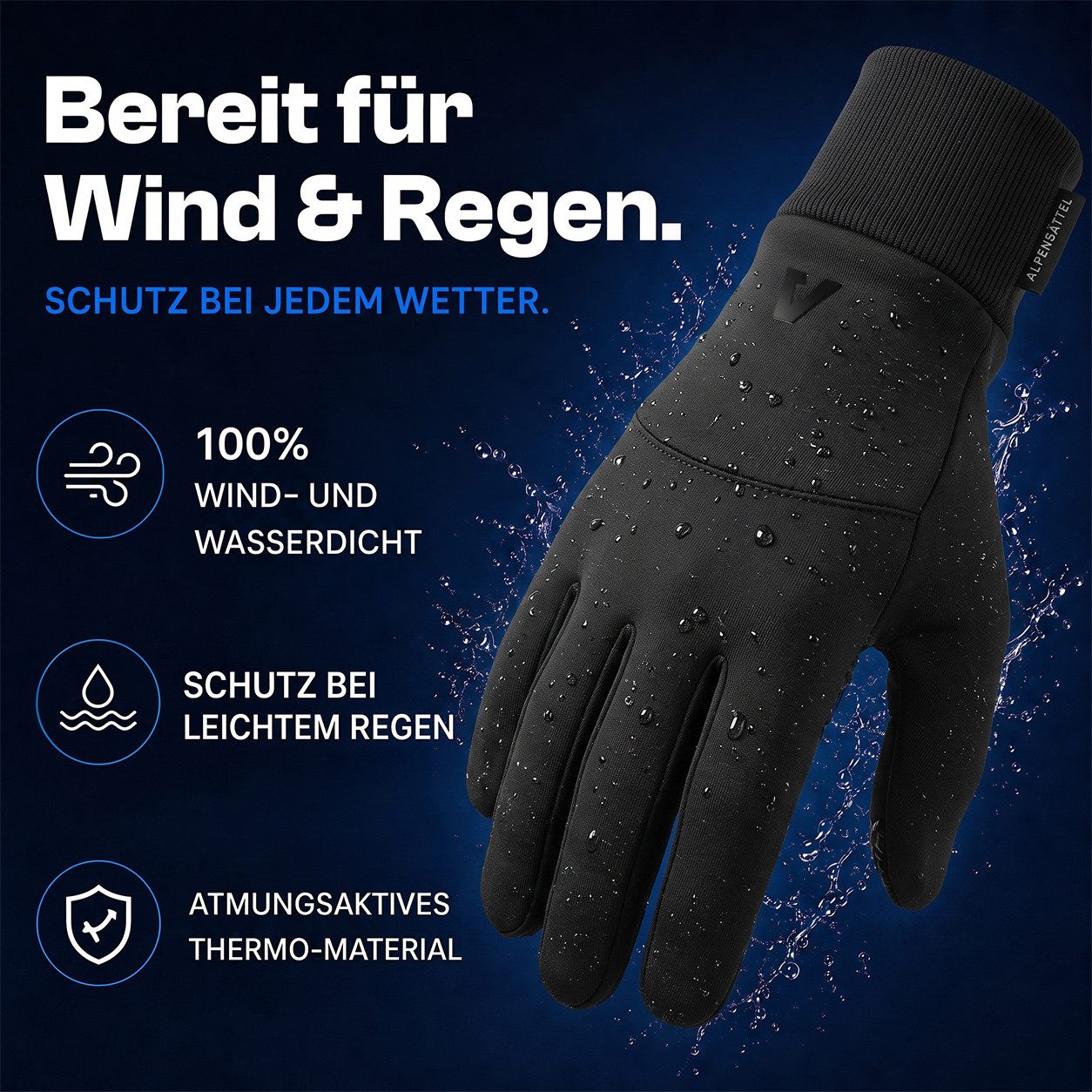 Alpensattel Fahrradhandschuhe Premium Thermo Fahrrad Handschuhe 2.0 (Handschuhset, 1-St., Thermo-Radhandschuhe mit Touchfunktion & Silikongrip) Touchscreenfähig · Winddicht · Silikon-Grip · Warm gefüttert