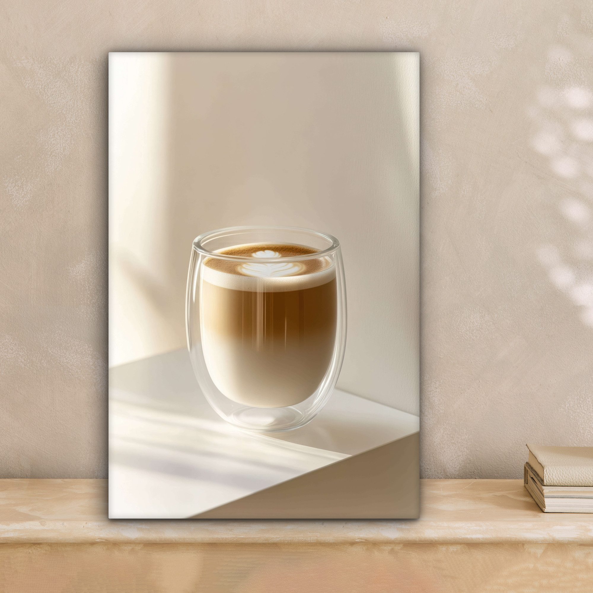 OneMillionCanvasses® Leinwandbild Becher - Latte - Minimalistisch - Schatte günstig online kaufen