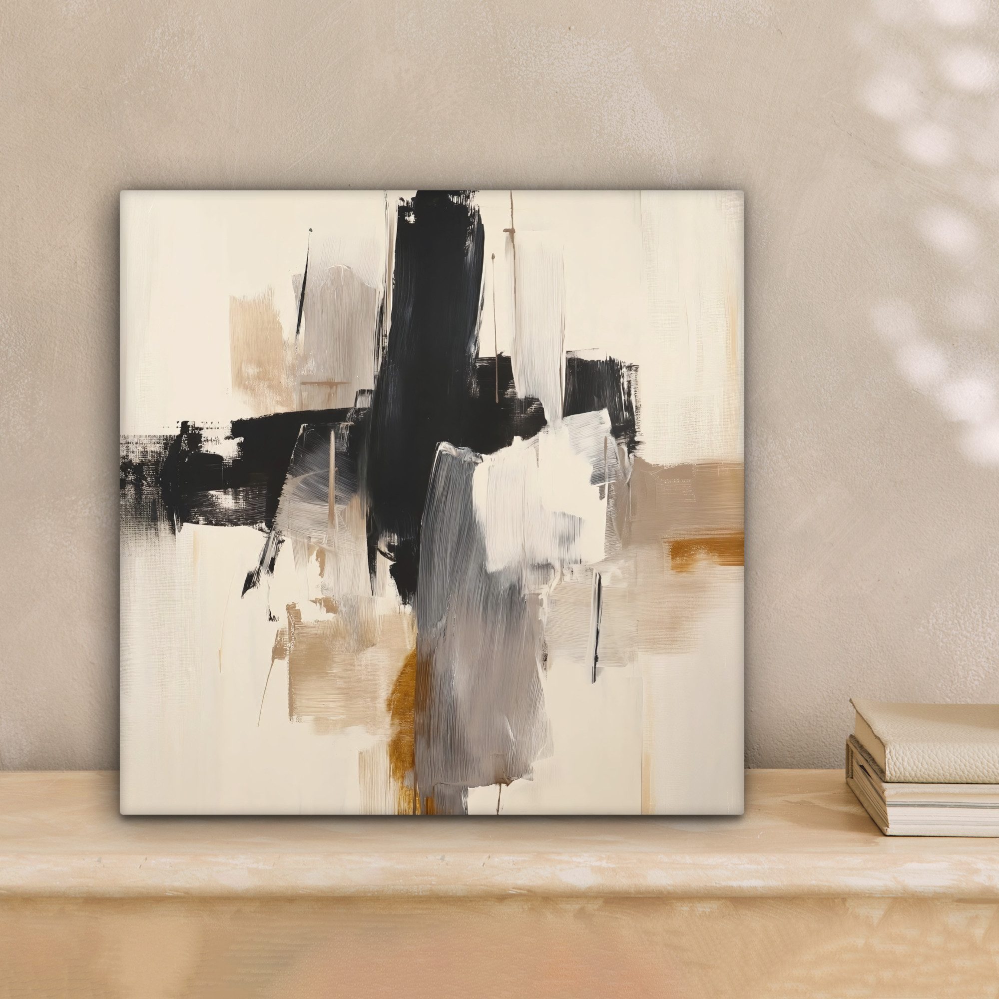 OneMillionCanvasses® Leinwandbild Pinselstriche - Grob - Abstrakt - Beige, günstig online kaufen