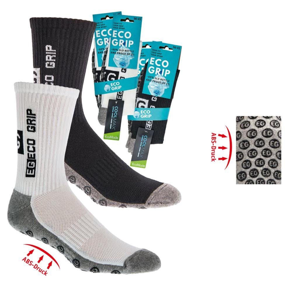 Wowerat Sportsocken Antirutsch Sport Socken Strümpfe Eco Grip ABS Gr. 36-47 Unisex (2 Paar) ABS Dots auf der Sohle schwarz