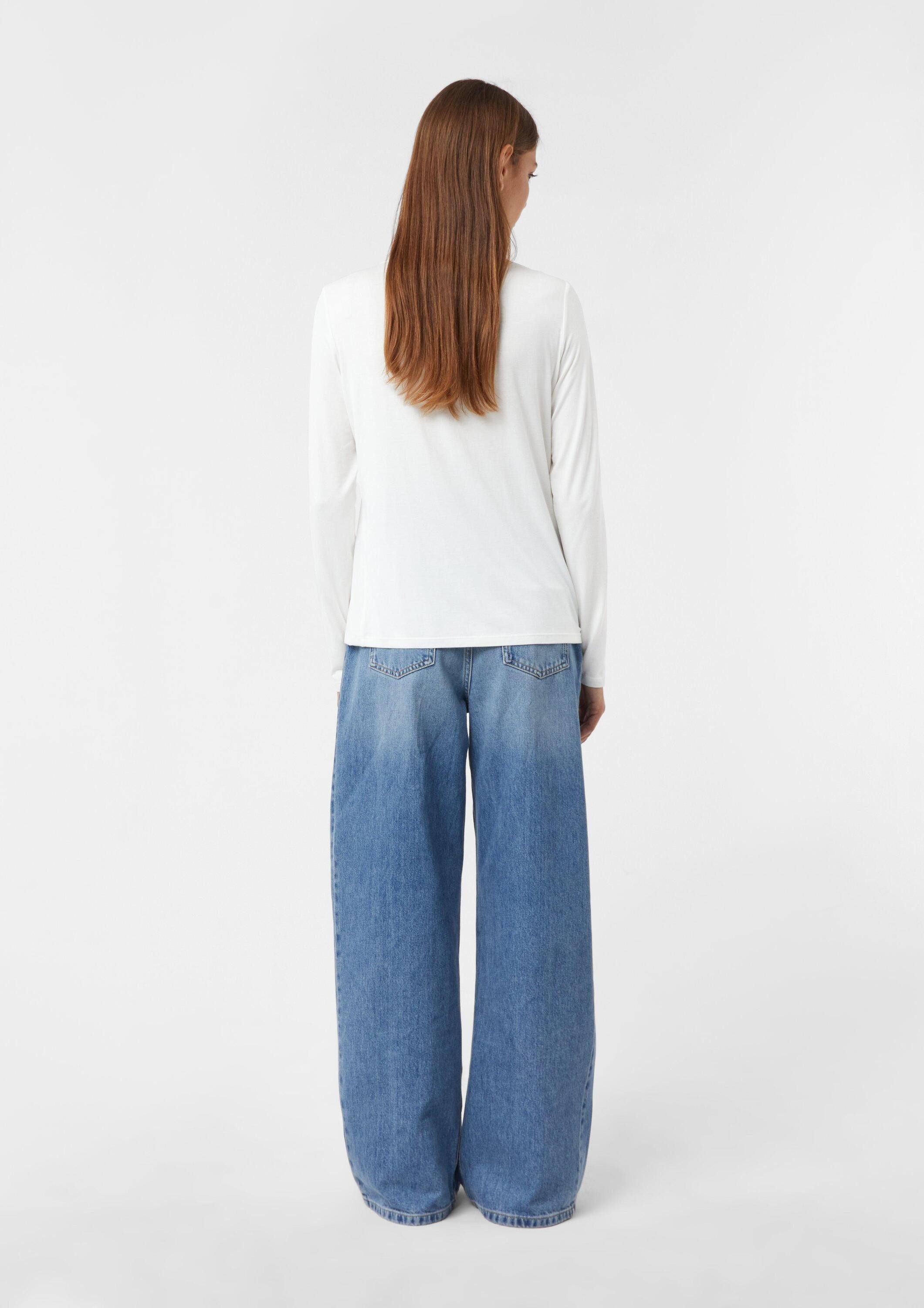 comma Langarmshirt T-Shirt Blusenshirt im Fabric-Mix