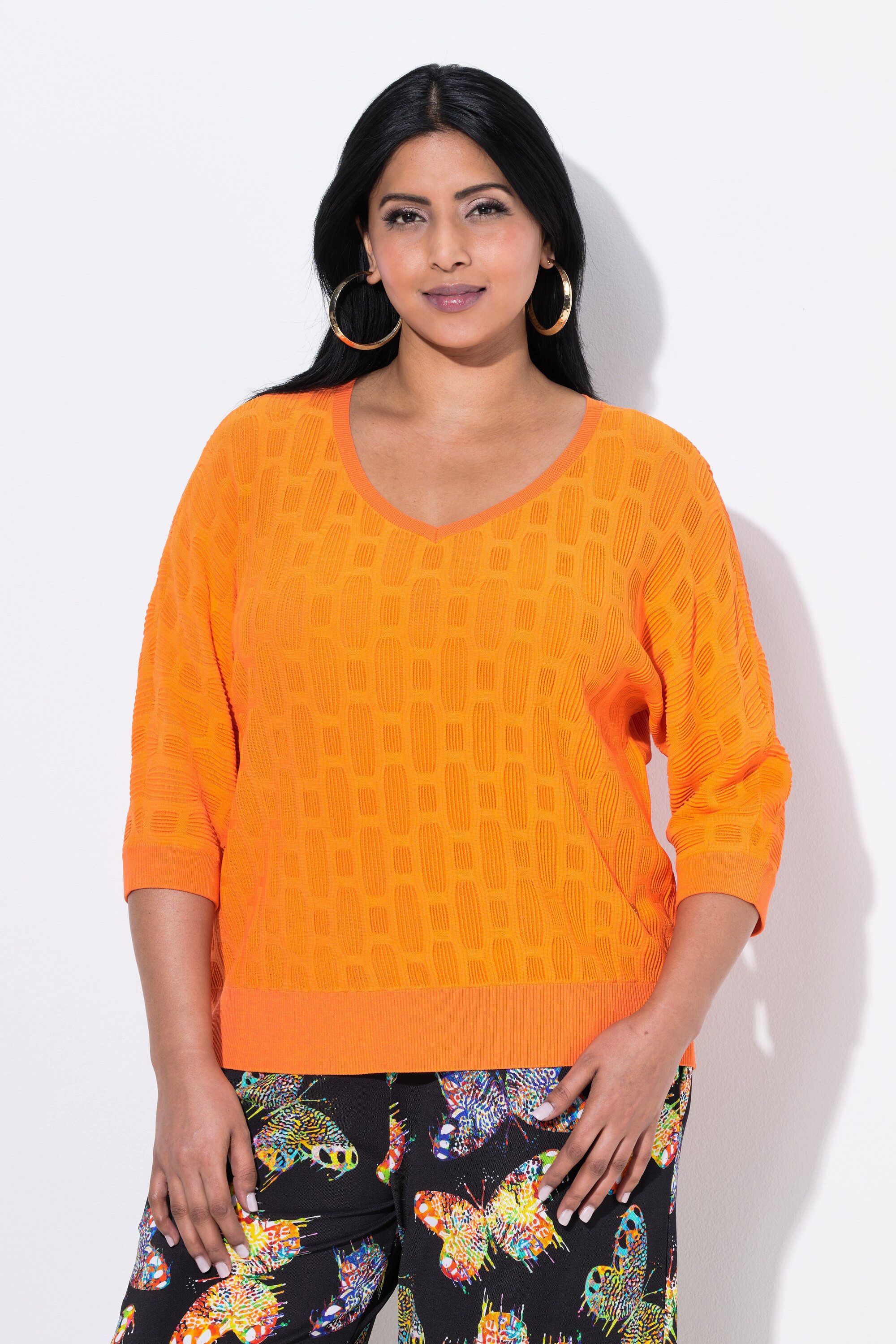 Ulla Popken Strickpullover Strickshirt 3D-Design Oversized günstig online kaufen