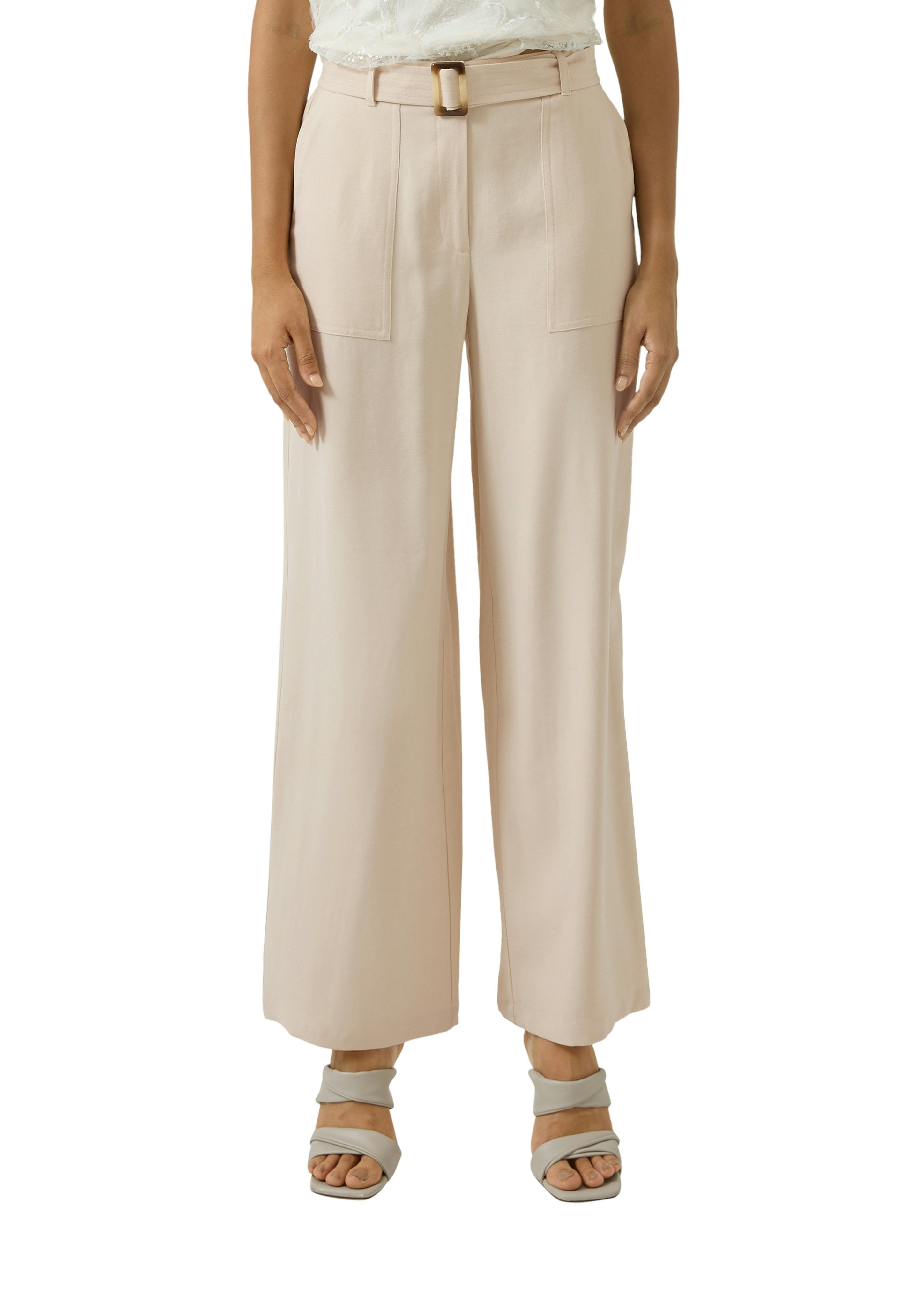 s.Oliver BLACK LABEL Stoffhose mit Bindegürtel und weitem Bein