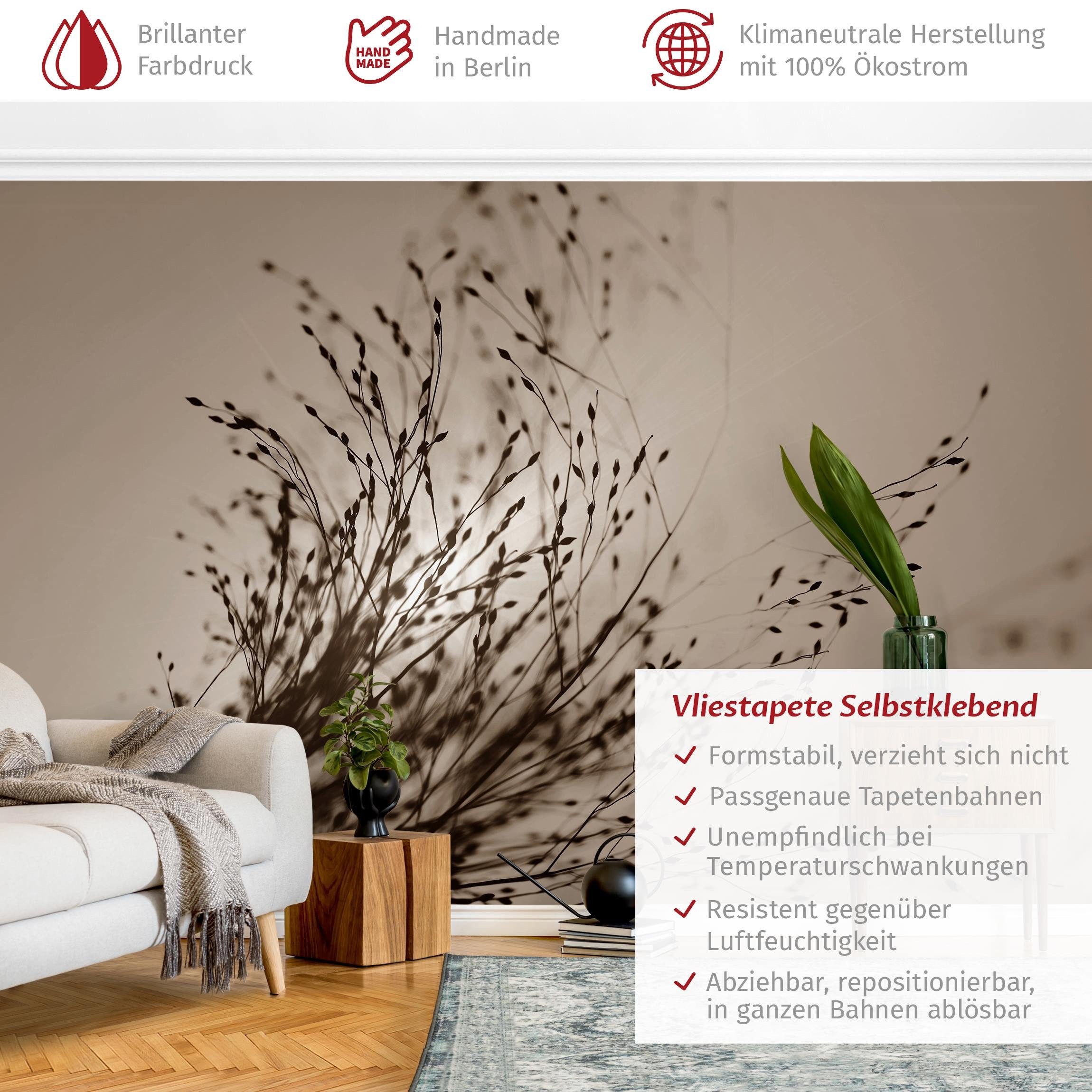 Bilderdepot24 Fototapete Blumen Zarte Gräser Morgennebel günstig online kaufen