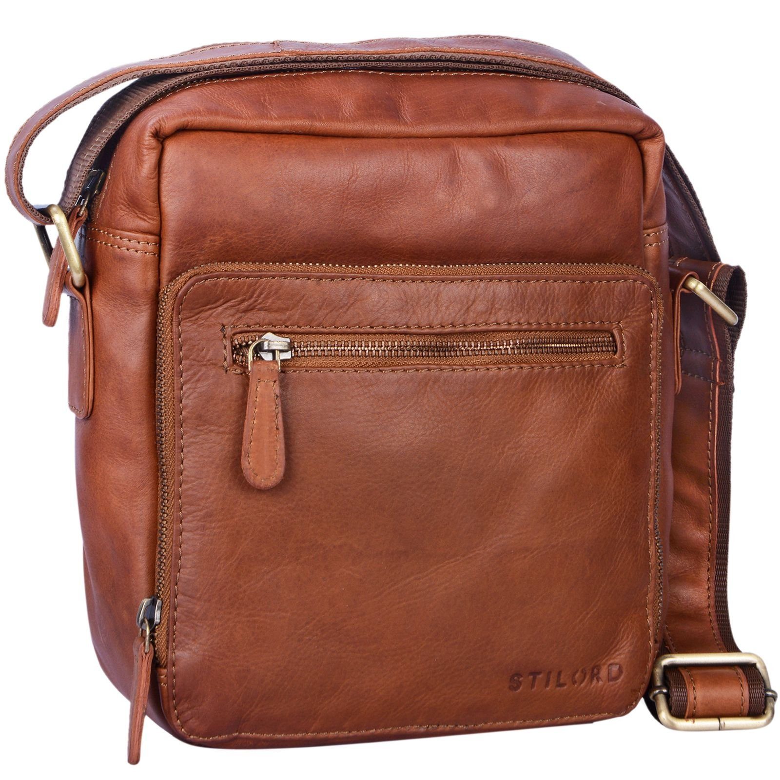 STILORD Messenger Bag "Nathan" Umhängetasche Herren cognac - braun