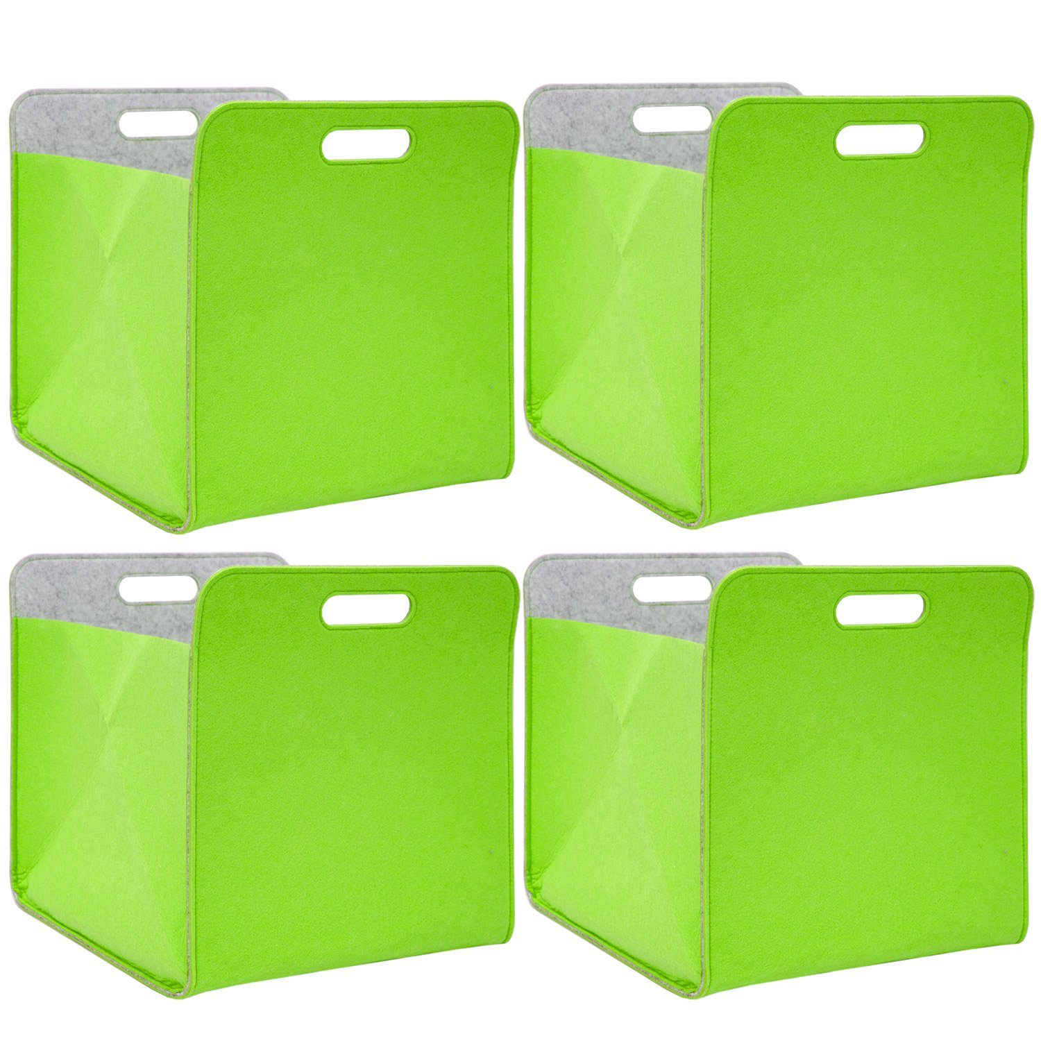 DuneDesign Aufbewahrungskorb 4er Set - 33x33x38 Filz Aufbewahrungsbox - Kallax Regaleinsatz Faltbar (4 St), Stabiler Filzkorb - Aufbewahrungskorb - Stauraum Kinderzimmer & Bad