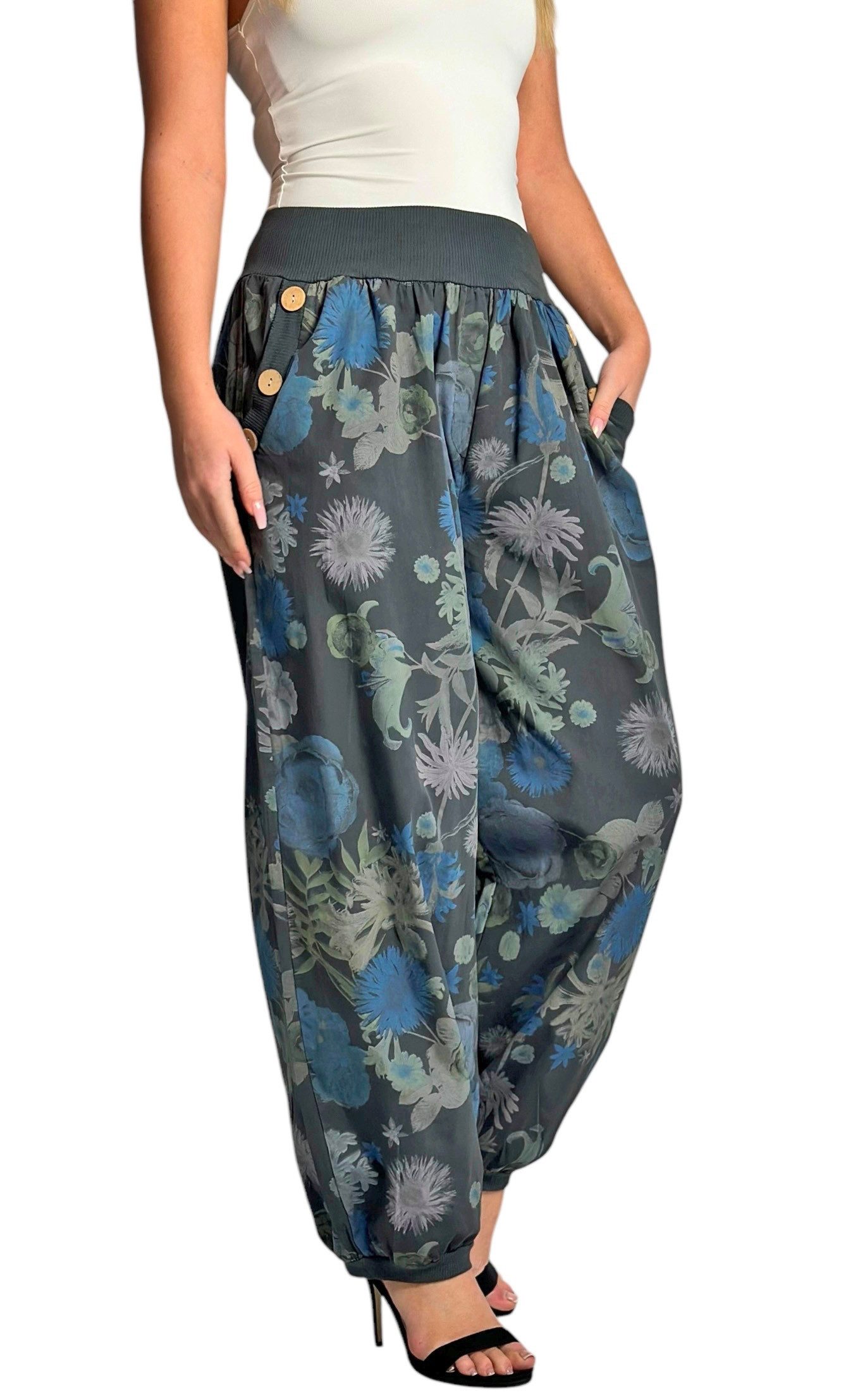 Mississhop Haremshose Baumwollhose Damenhose Aladinhose Blumenprint Sommerh günstig online kaufen