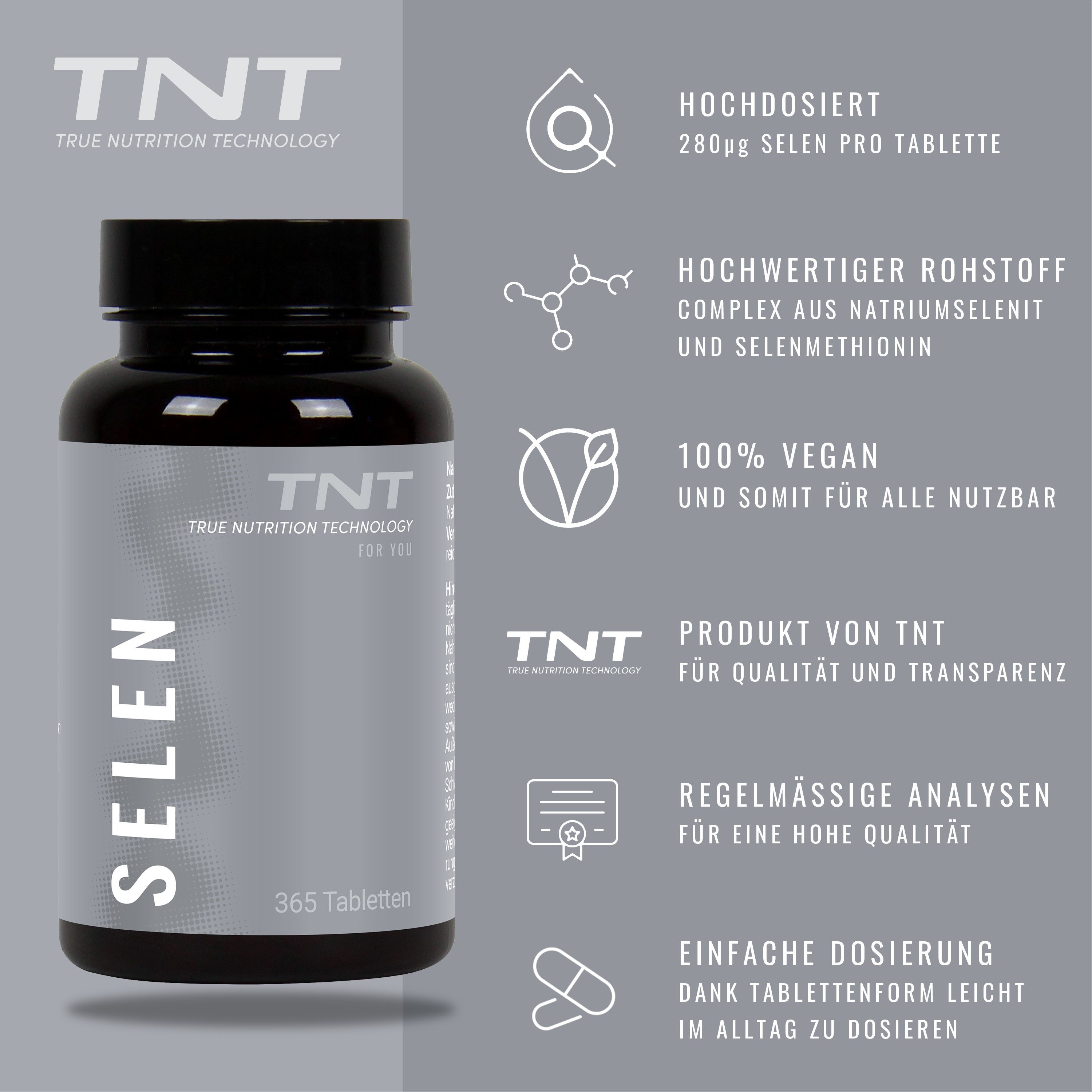 TNT (True Nutrition Technology) Selen Complex Tabletten, 365 St., 73 g