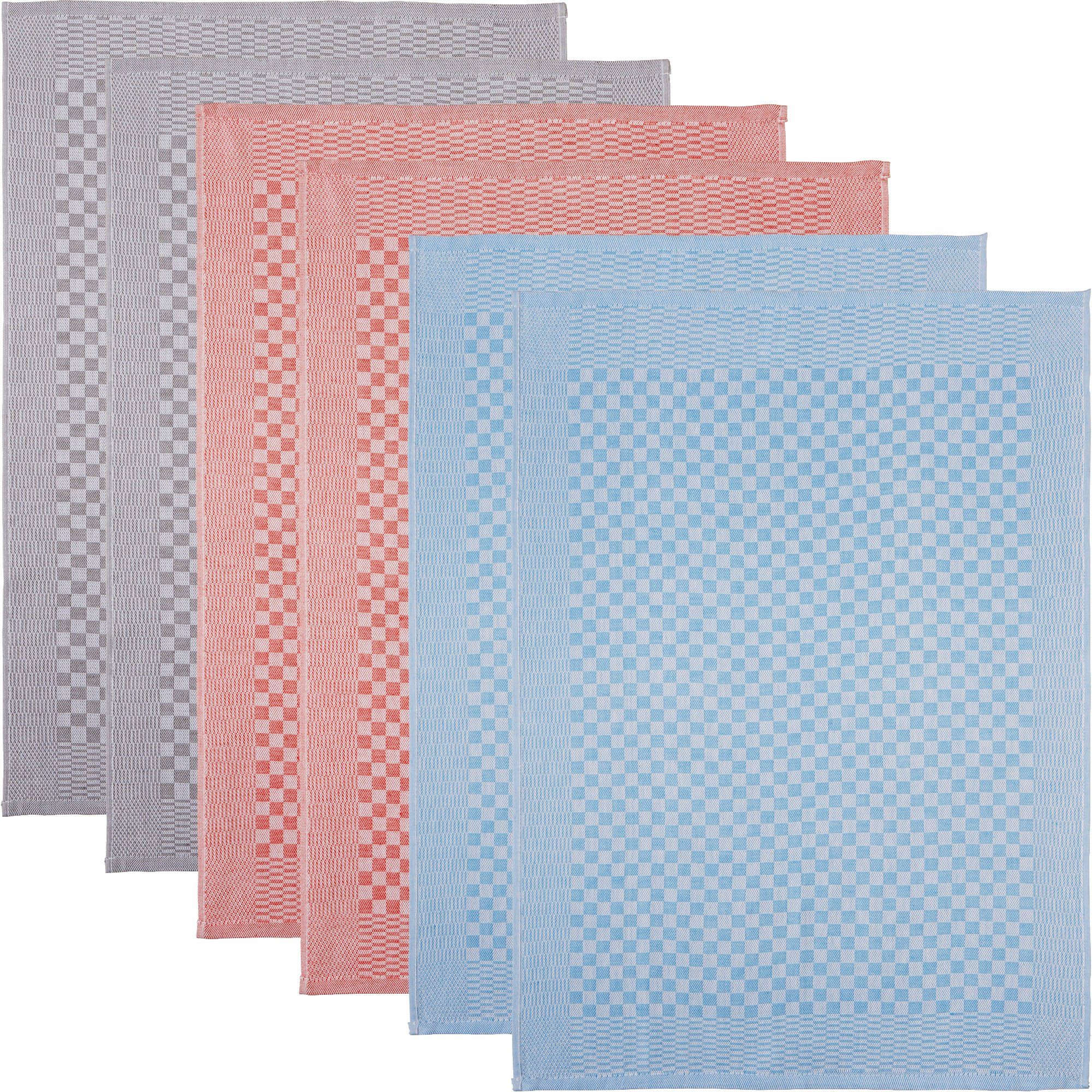 Kracht Geschirrtuch Grubentuch 6er-Pack, Vollzwirn Karo