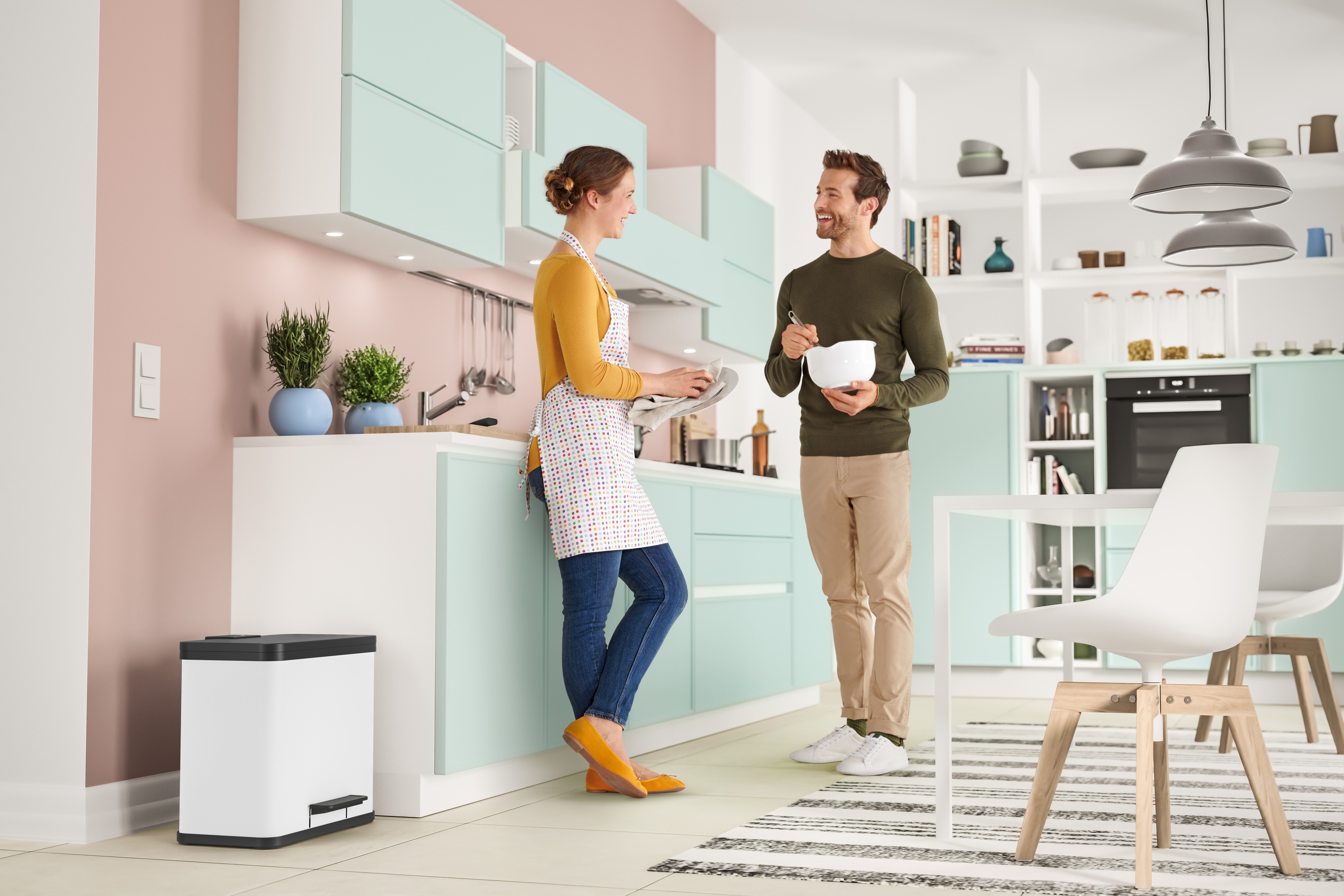 Hailo Mülleimer Öko duo Plus L, 26 l, Stahlblech o. Edelstahl, Kunststoff Inneneimer, Made in Germany