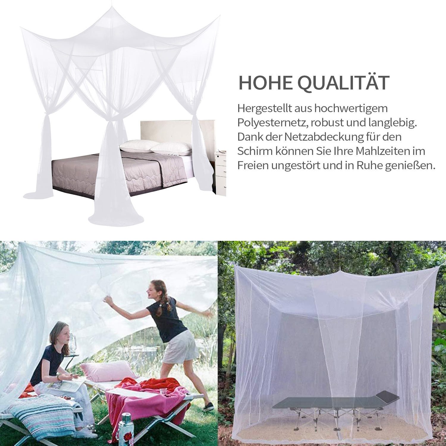Refttenw Moskitonetz Doppelbett mit 4 Eckpfosten, günstig online kaufen