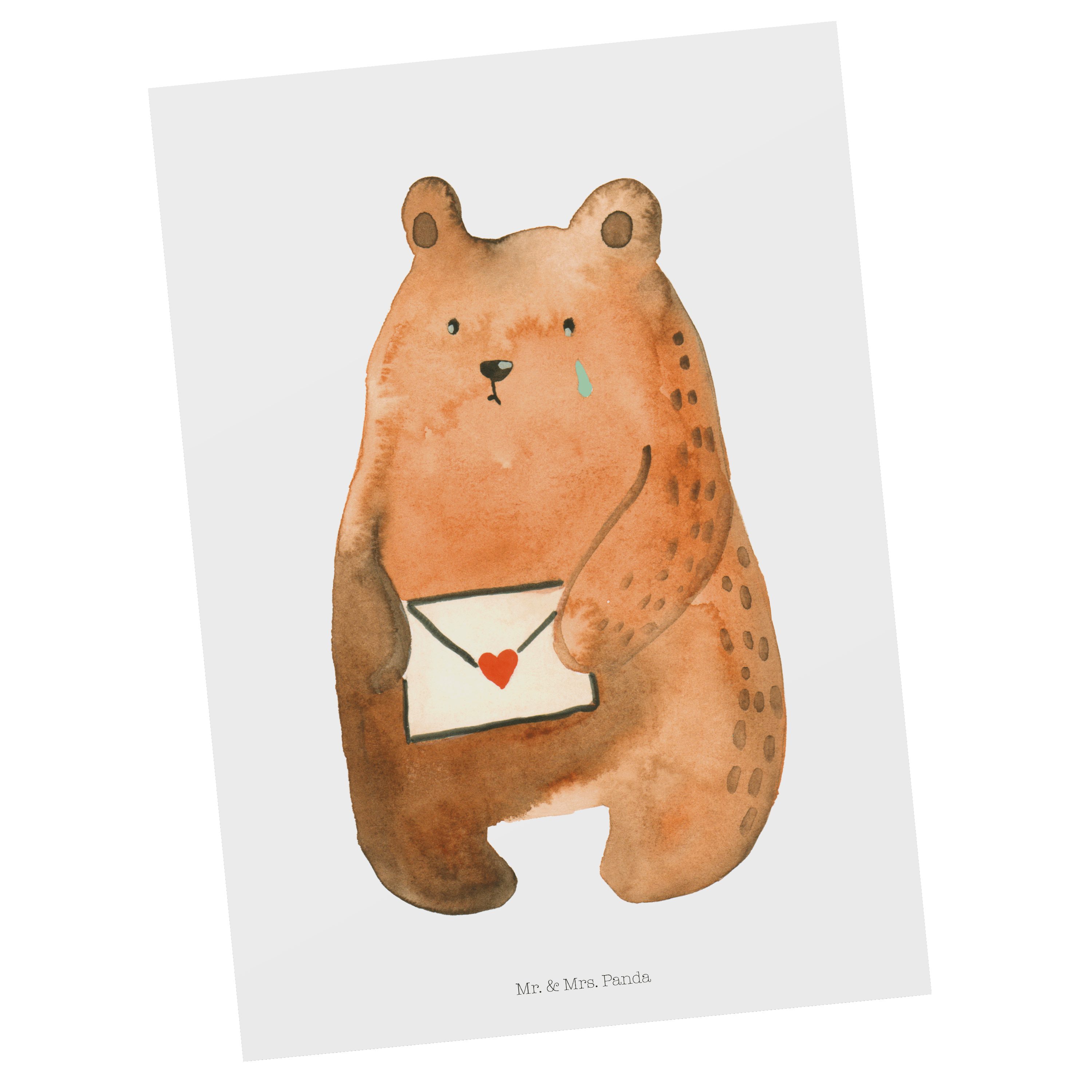 Mr. & Mrs. Panda Postkarte Liebesbrief-Bär - Weiß - Geschenk, vermissen, Teddy, Geburtstagskarte