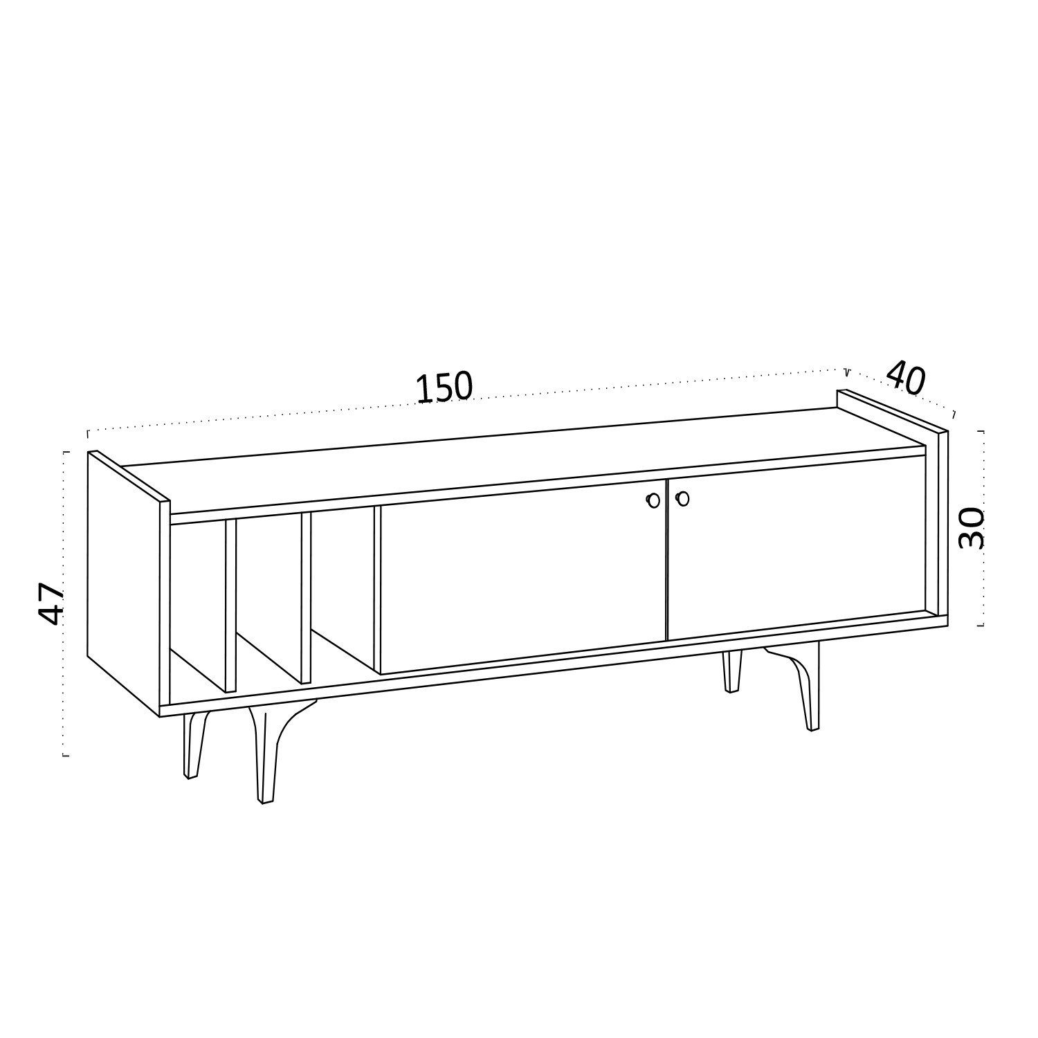 Partikelplatte Schränke, TV-Schrank Skye Decor 100% Melaminbeschichtete 47x150x40 cm,