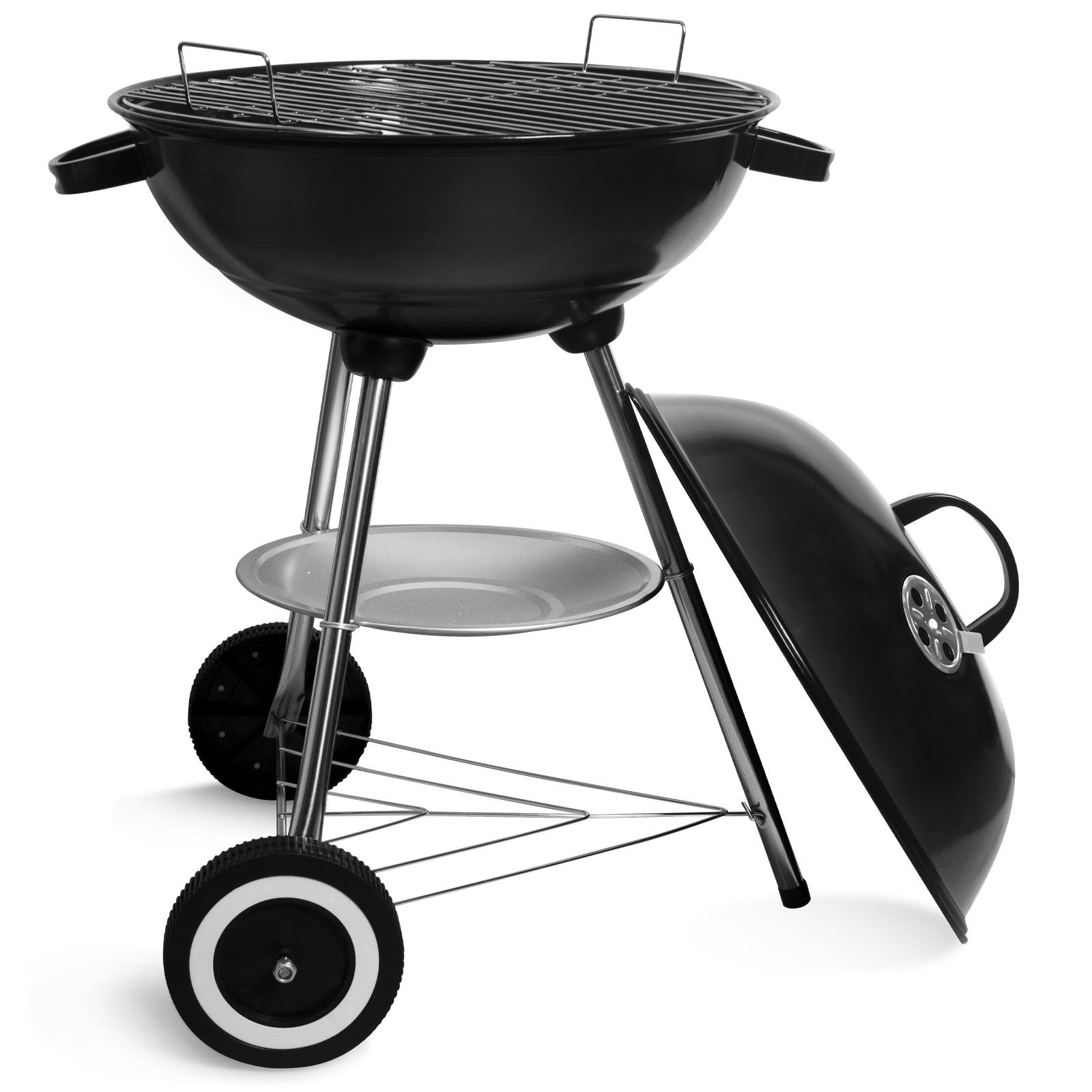 SunJas Holzkohlegrill CA-20 Neu Kugelgrill Campinggrill mit Luftventilen Deckel und Rädern, BBQ Kugelgrill XXL Standgrill Grillwagen Rundgrill kohlegrill