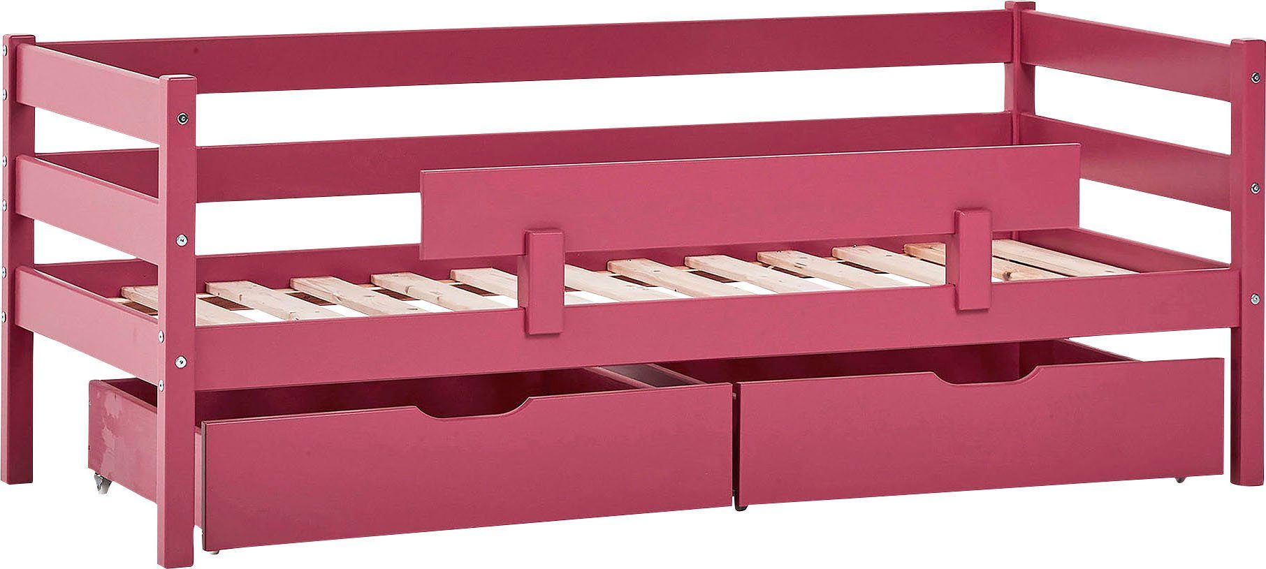 Hoppekids Einzelbett ECO Comfort (Set), mit Rollrost in 8 Farben, wahlweise mit Matratze und Absturzsicherung Baroque Rose