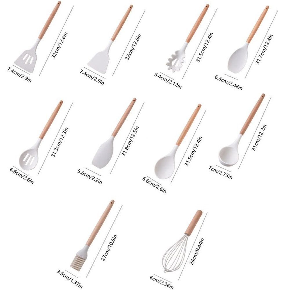 Fine Life Pro Kochbesteck-Set 19 -teiliges Silikon -Küchengeräteset, (hitzebeständig, antihaftend und mit einem), tragbarem Aufbewahrungssystem - ideal für Koch – Bild 3 von 5