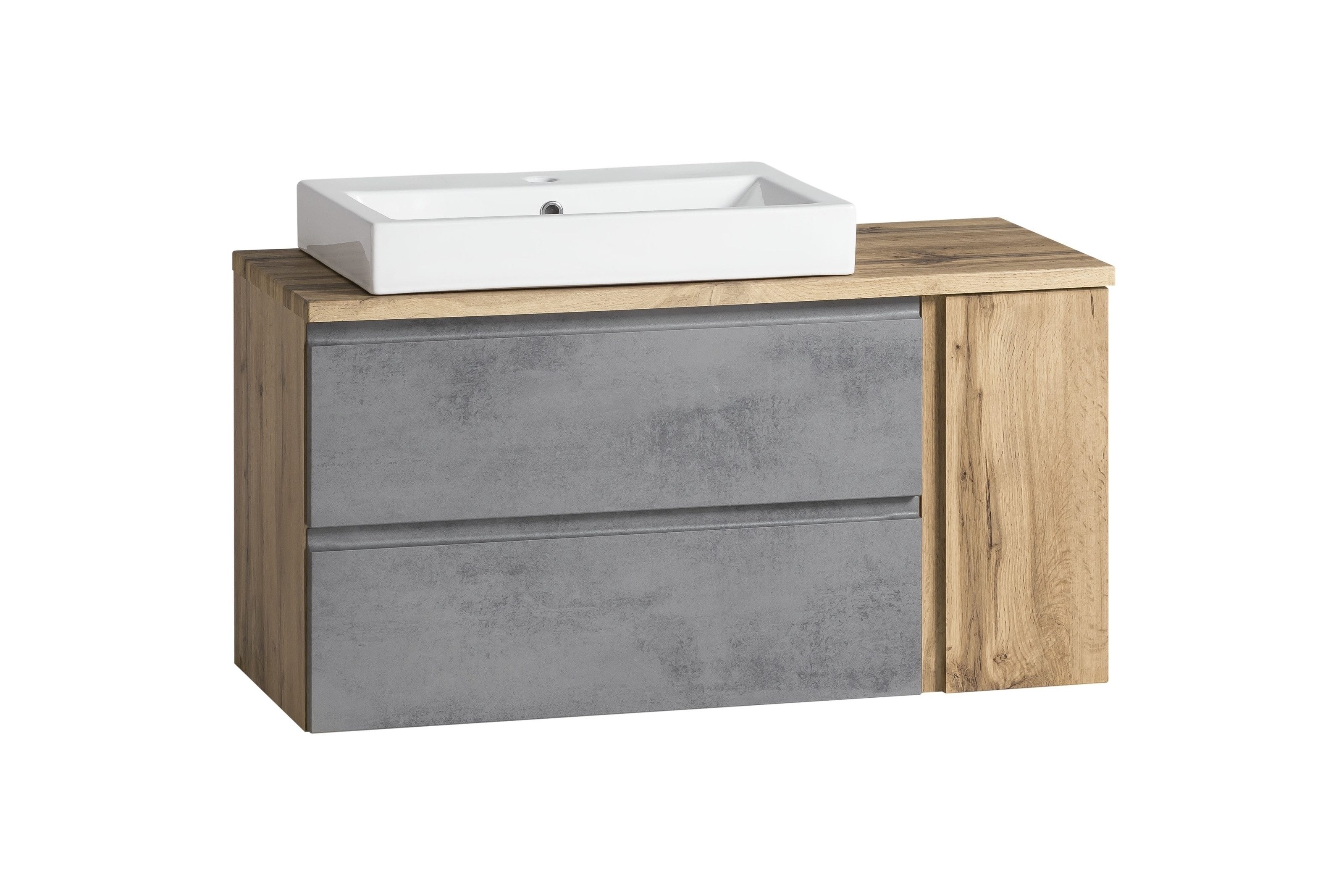 HELD MÖBEL Waschtisch in grau, Wotaneiche, MDF - 105x65,5x47cm (BxHxT)