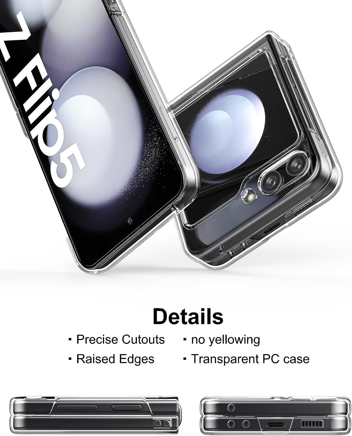 Baker Handyhülle Für Samsung Galaxy Z Flip 3, 4, 5 Transparente Schutzhülle, Anti-Kratzer Rückseite Hülle