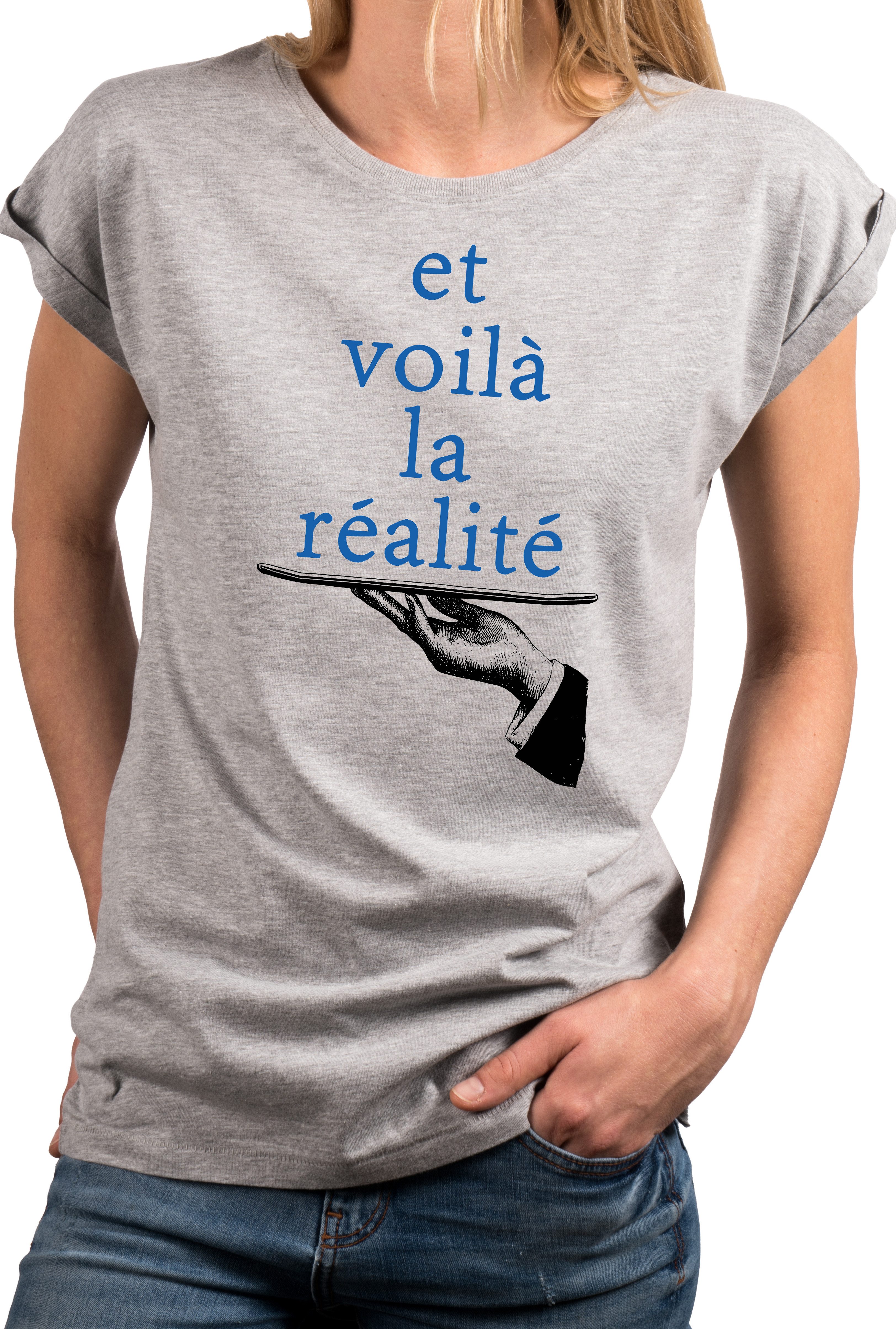MAKAYA T-Shirt Lustiges Damen Top mit französischem Spruch, kurzarm (Weiß, Rosa, Hellgrau, 34, 36, 38, 40, 42, 44, 46, 48, 50) Baumwolle