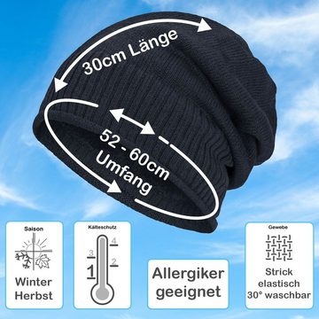 compagno Strickmütze (1-St) Gefütterte Wintermütze Herren Damen Mütze Beanie Haube Strickmütze