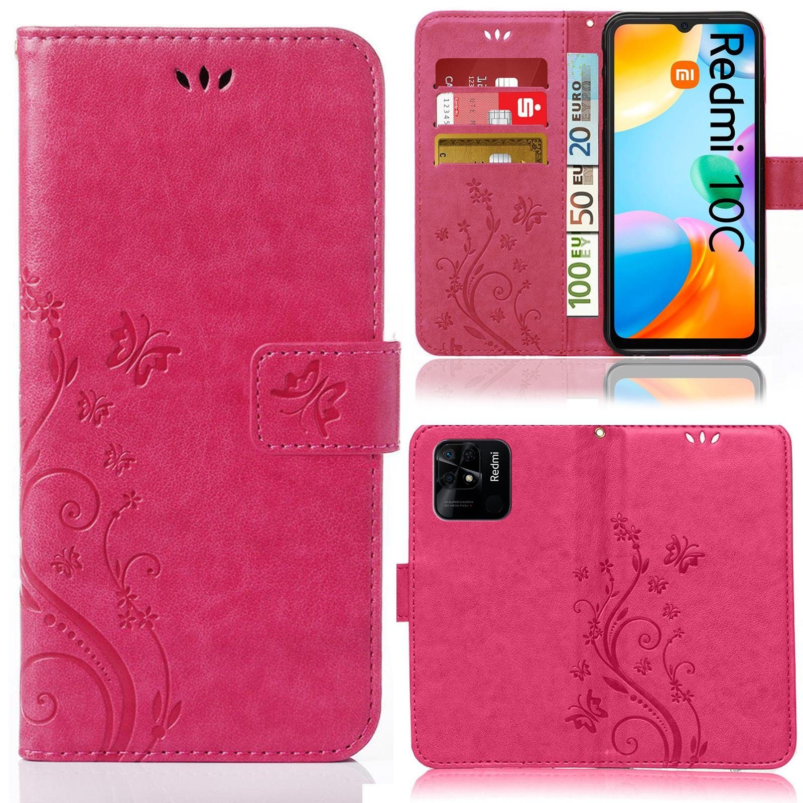 Numerva Handyhülle Bookstyle Flower für Xiaomi Redmi 10C, Handy Tasche Schutzhülle Klapphülle Flip Cover mit Blumenmuster