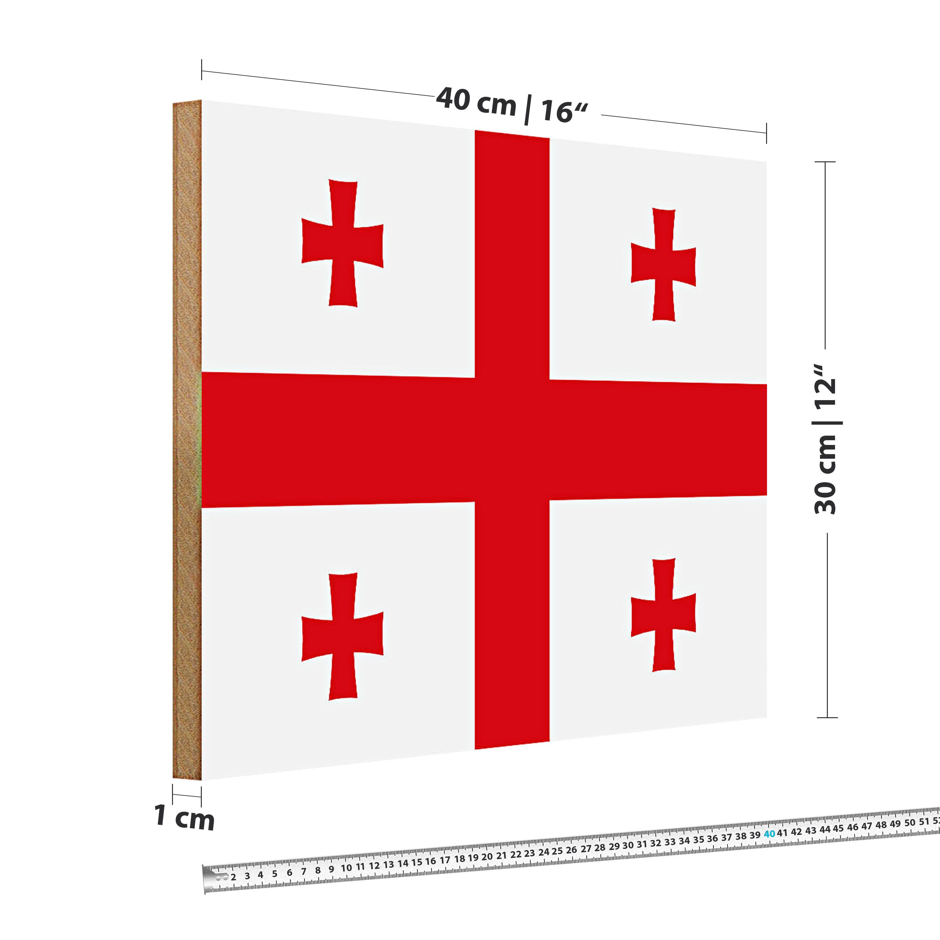Roomando Holzbild Flagge Georgien 40x30cm Flag of Georgia