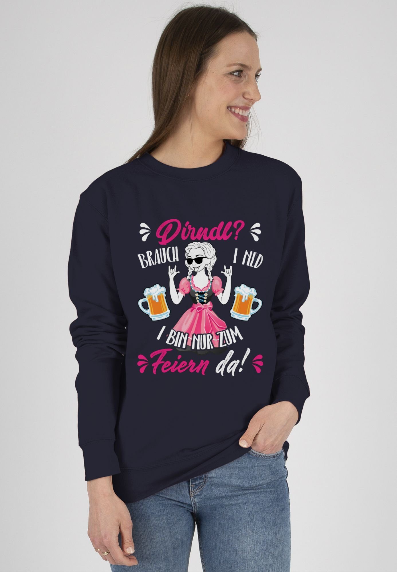 Shirtracer Sweatshirt Dirndl Ersatz Dirndl Spruch (1-tlg) Mode für Oktoberfest Damen 3 Dunkelblau