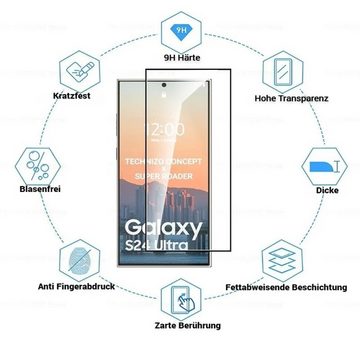 OLi Schutzfolie Silikon Hülle für Samsung Galaxy S24 Ultra mit Schutzglas 9D, (Spar-Set 2in 1, 2-St), Transparente TPU Panzer Glas Komplet deckend von Rand bis zum Rand
