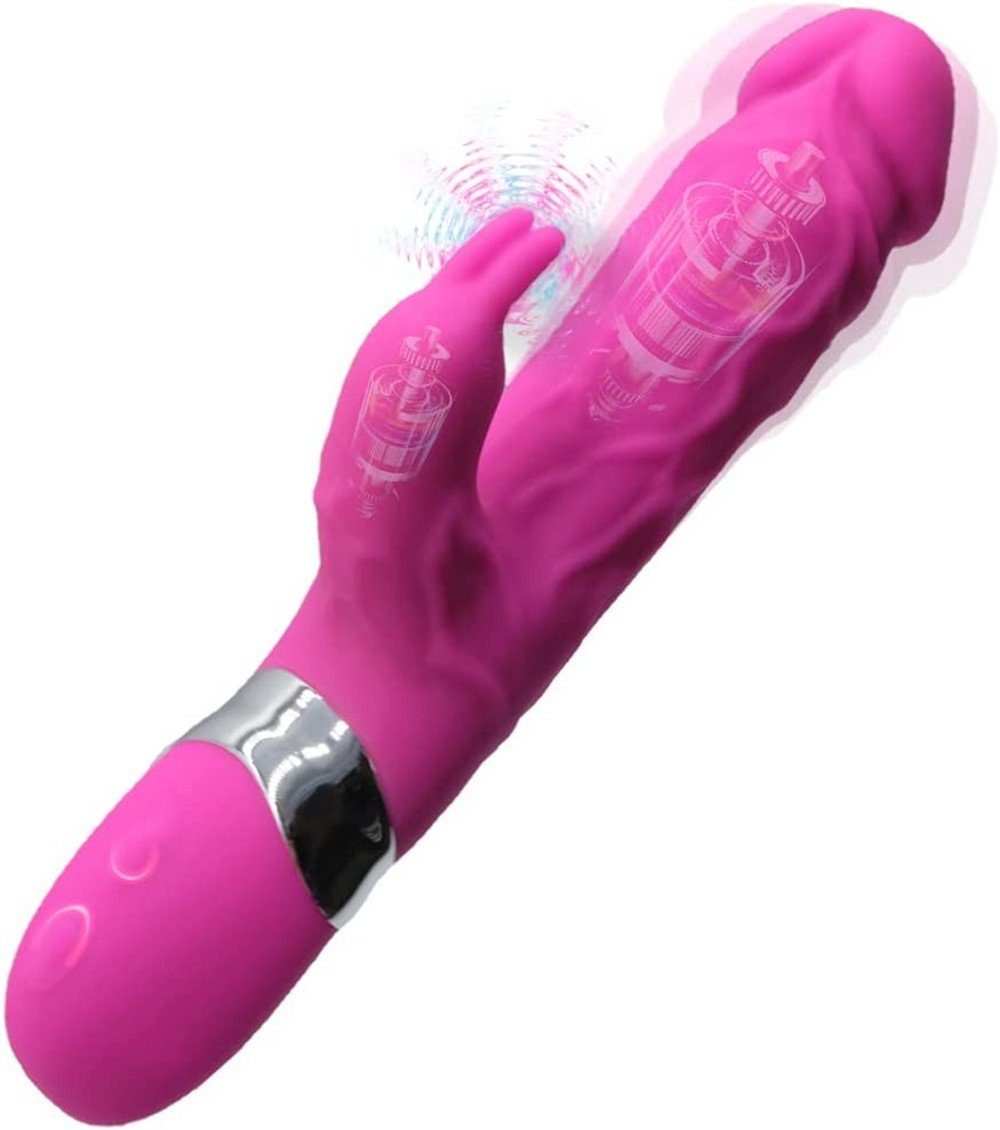 autolock Klitoris-Stimulator Rabbit-Vibratoren für Sie Klitoris und G-punkt, Doppelte Stimulator Massage-Stab Rabbit Vibrator mit 7 Vibrationsmodi Rosa