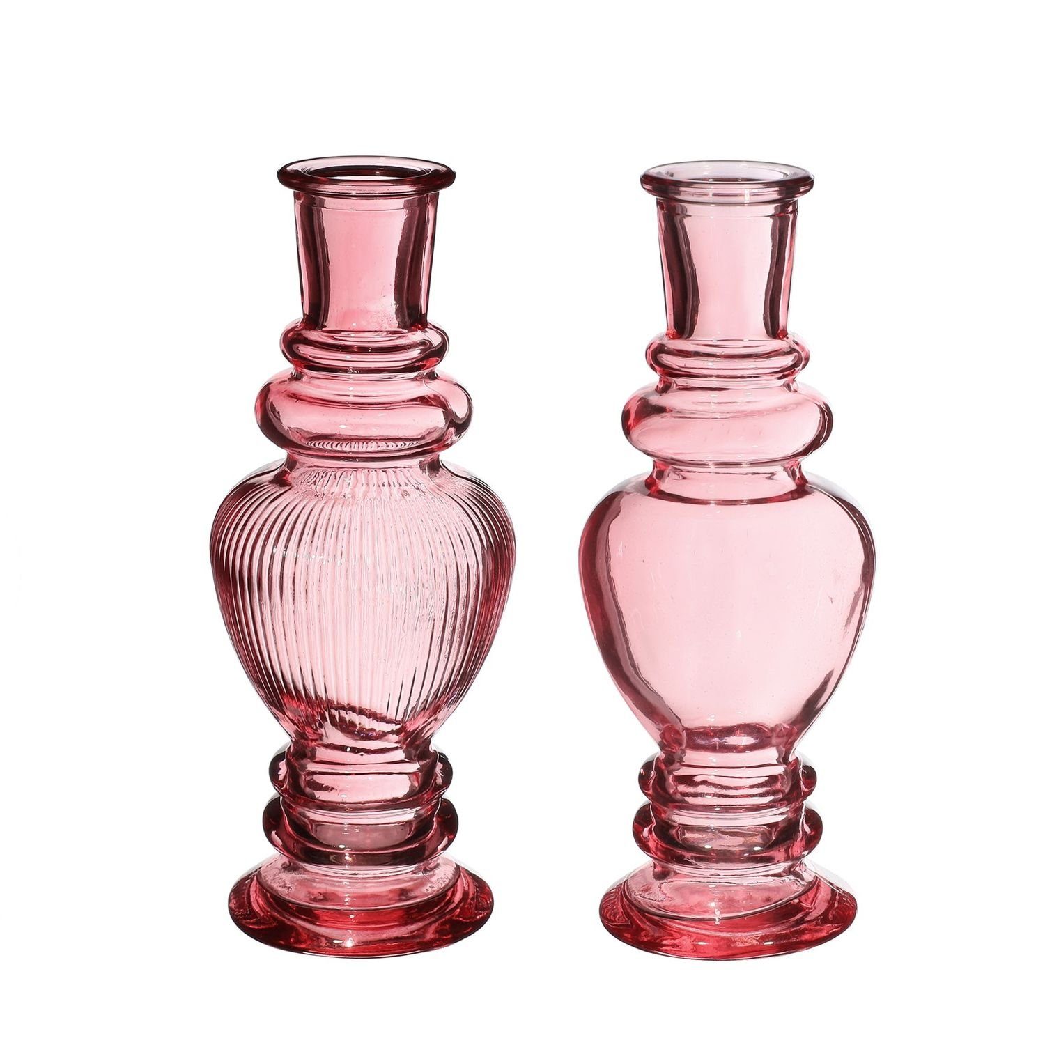 NaDeco Dekovase Glasvase "Venice" 2er Set in Soft Pink, Größe h.15.5 Ø 5.7cm