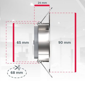 B.K.Licht LED Einbaustrahler SET 6x Einbauleuchten 90mm dimmbar ultra-flach schwenkbar - BKL1285, Dimmfunktion, LED fest integriert, Warmweiß, 6 Einbauspots Decke 5W 460Lm 3000K Deckenausschnitt Ø68mm Matt-Nickel