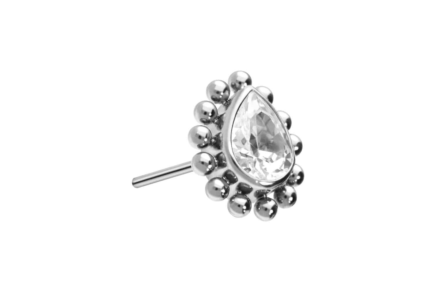 Piercing-Set Titan Aufsatz mit Push Pin KRISTALLTROPFEN + KUGELN