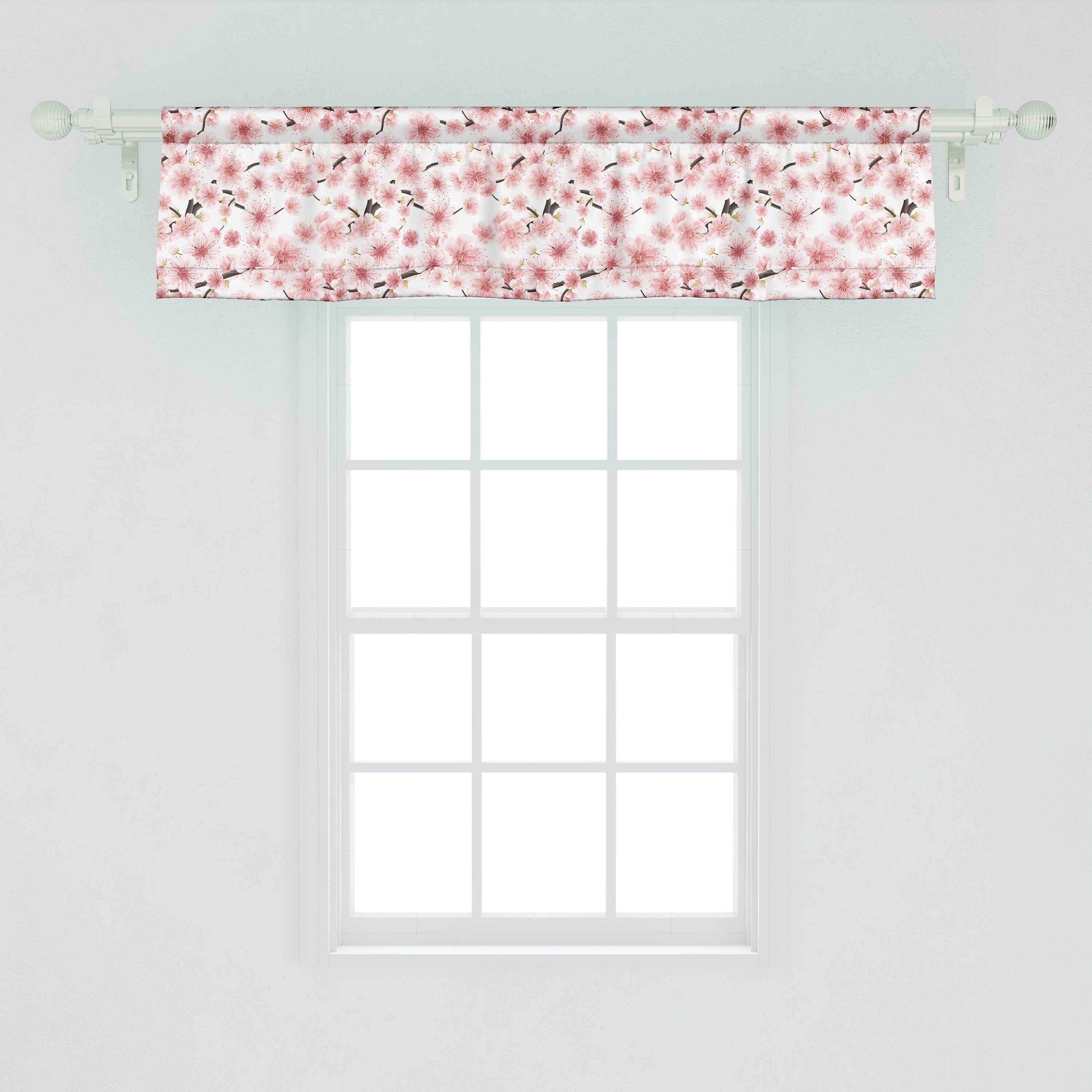 mit Abakuhaus, Vorhang für Volant Kirschblüte 3D-Konstruktion Microfaser, Stangentasche, Schlafzimmer Sakura Dekor Scheibengardine Küche