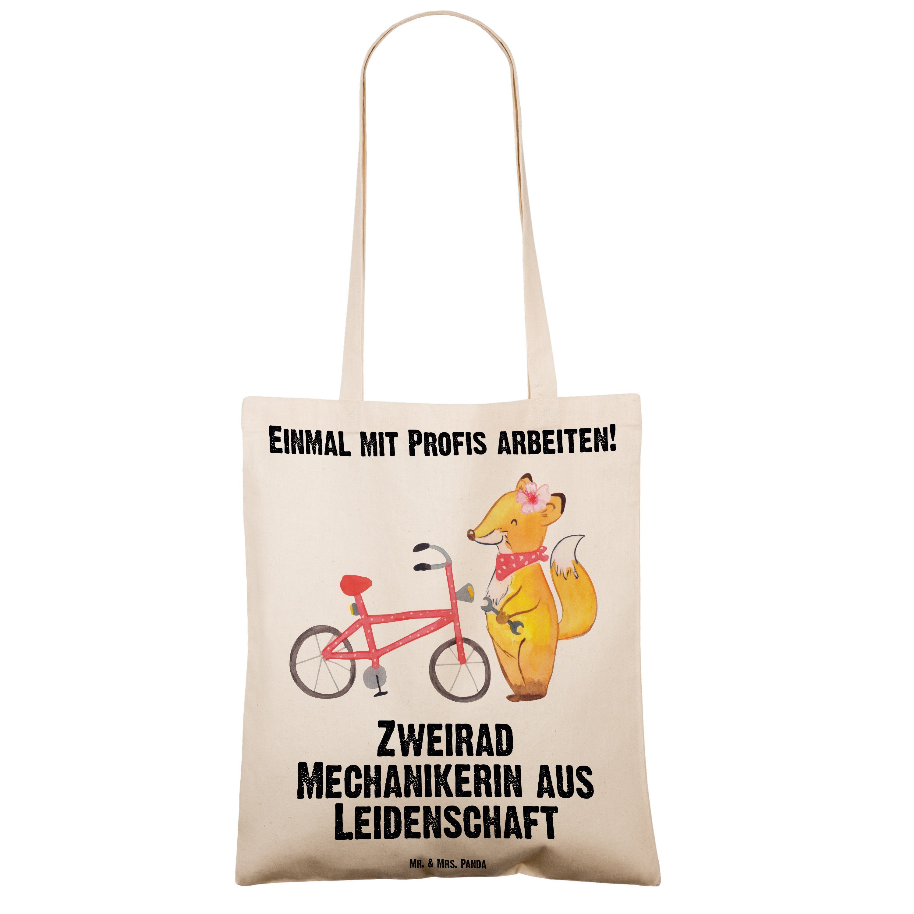 Leidenschaft Zweirad - Tragetasche & - Transparent aus (1-tlg) Geschenk, Mr. Panda Mrs. Danke Mechanikerin