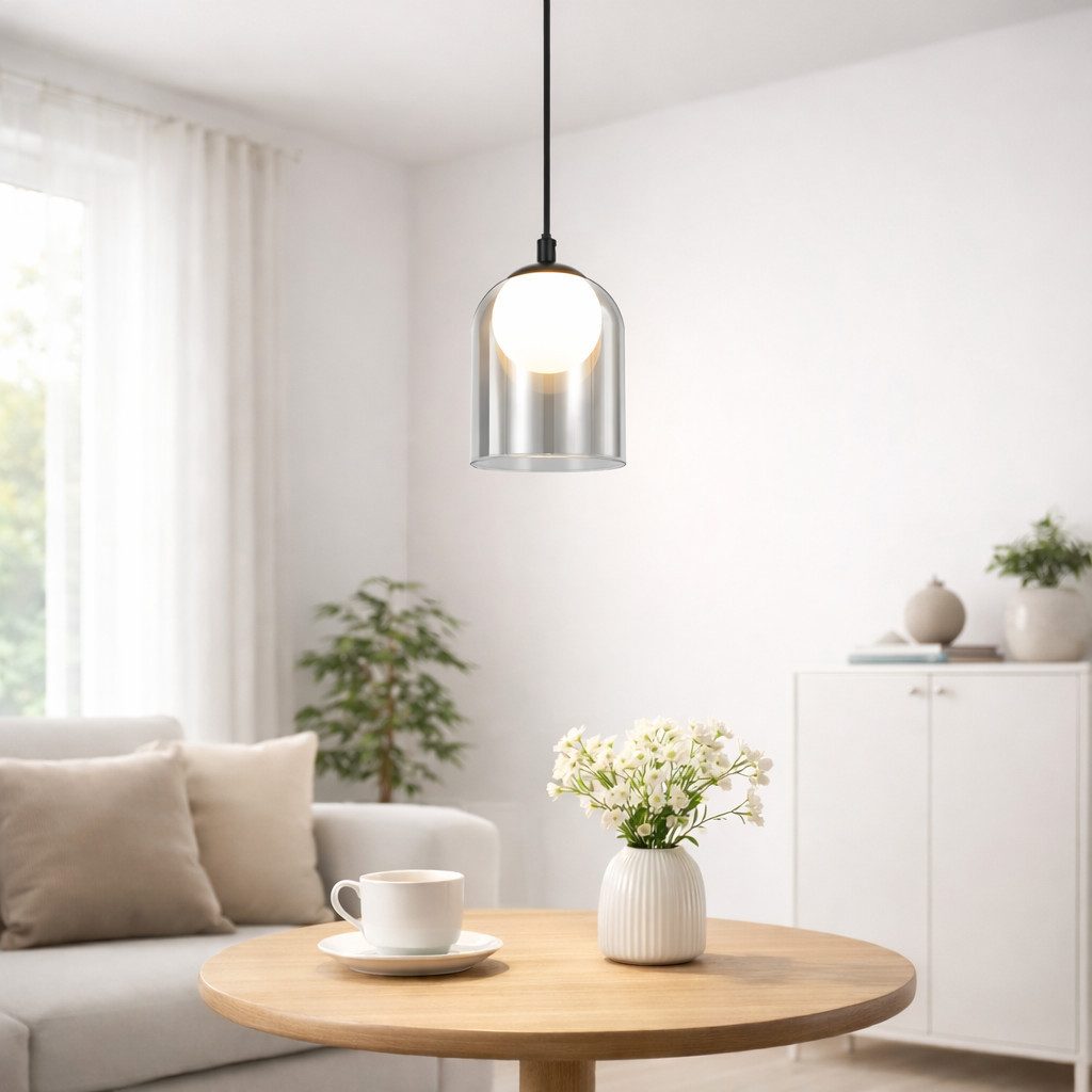 ZMH Pendelleuchte Esszimmer Schwarz 1 Flammig G9 Glas Vintage Hängeleuchte Schlafzimmer, Einfache Installation, ohne Leuchtmittel, Vintage Höhenverstellbar Pendellampe Esstisch für Wohnzimmer