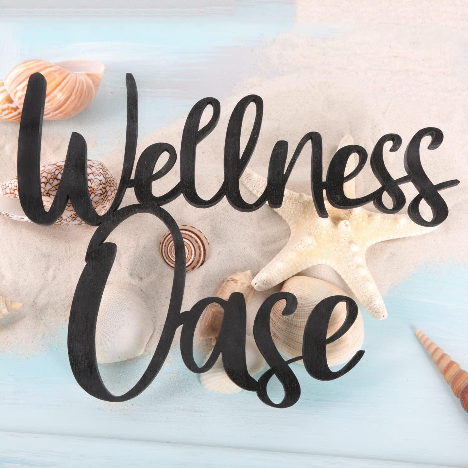 Logbuch-Verlag Dekofigur Holzschild WELLNESSOASE schwarz 25 cm - Tür Wand S günstig online kaufen