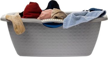 Centi Wäschewanne Wäschekorb 28 Liter - Wäschewanne Groß mit ergonomischen Griffen (2er Set 60 x 40 x 22 cm grau), Wäschekorb Plastik, für Innen- und Außenbereich