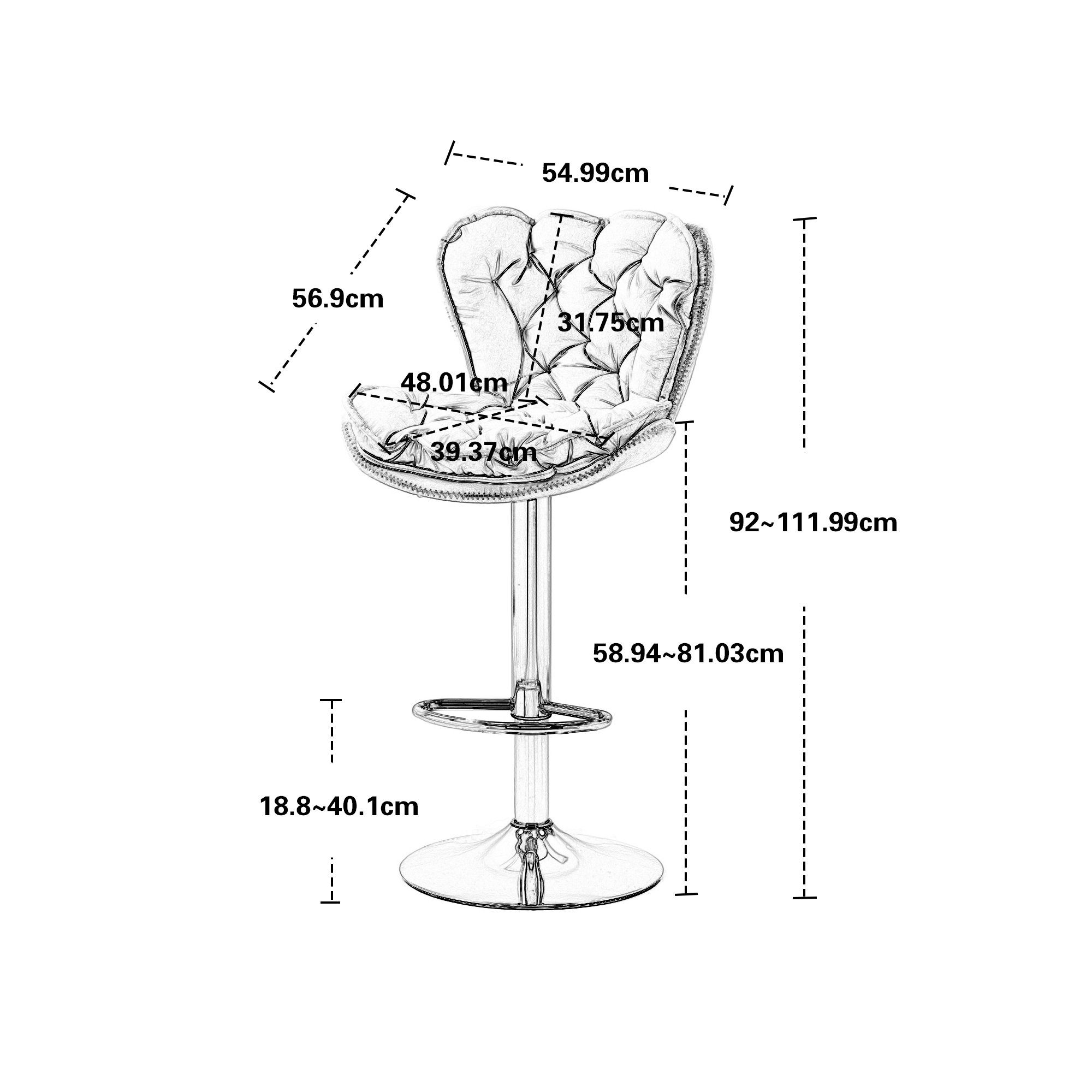 REDOM Barhocker Fußstütze 360-Grad-Höhenverstellung (mit für grau Küche, Barstühle Esszimmer), Tresenhocker, 360-Grad-Höhenverstellung