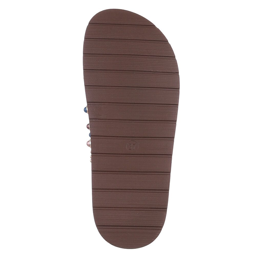 Ital-Design Damen Sandalen mit Schnallen und Zierdetails Pantolette (91849359) Keilabsatz/Wedge Pantoletten in Braun