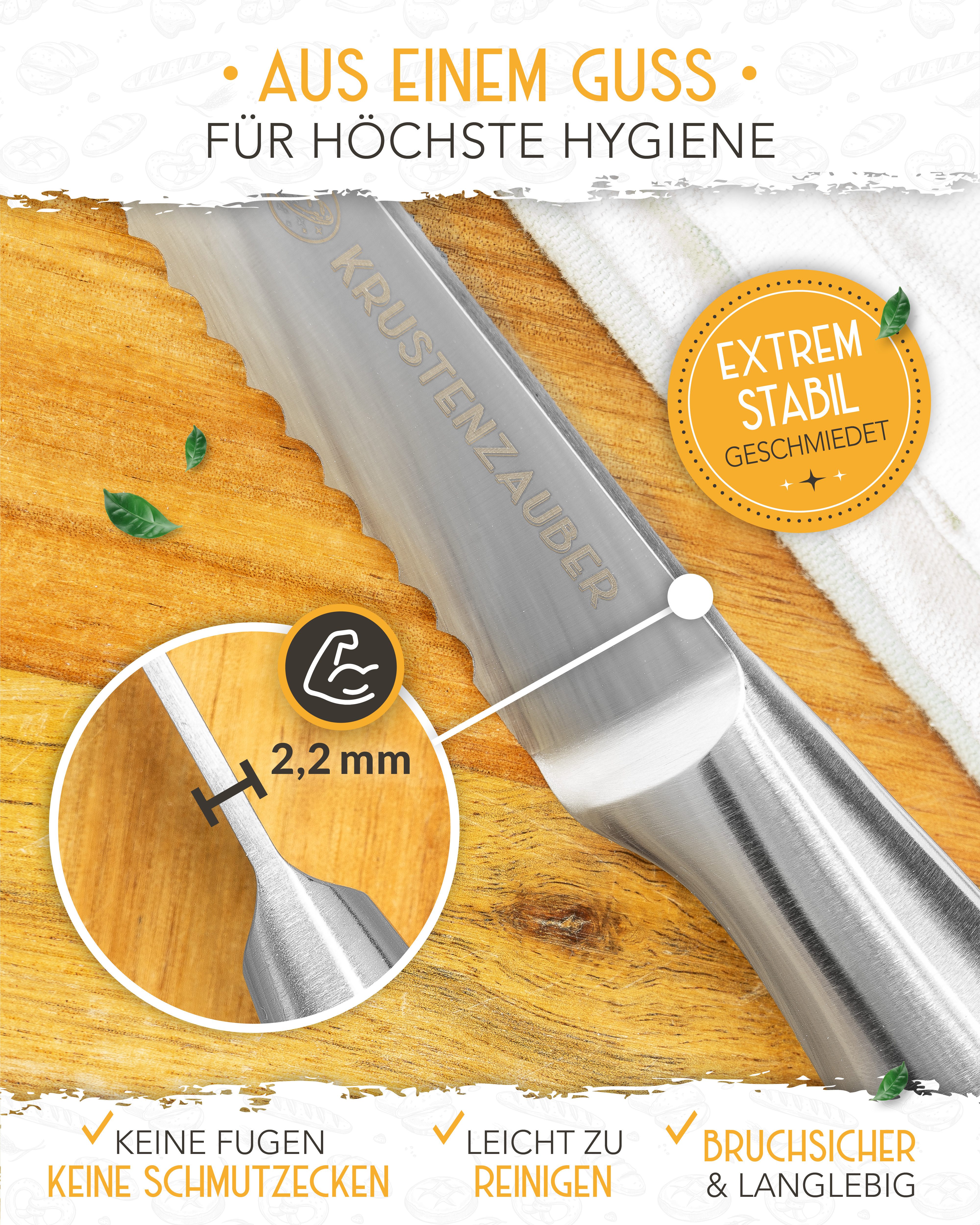 Krustenzauber Brotmesser Brotmesser mit Wellenschnitt aus Edelstahl - 20 & 26cm Küchenmesser – Bild 5 von 5
