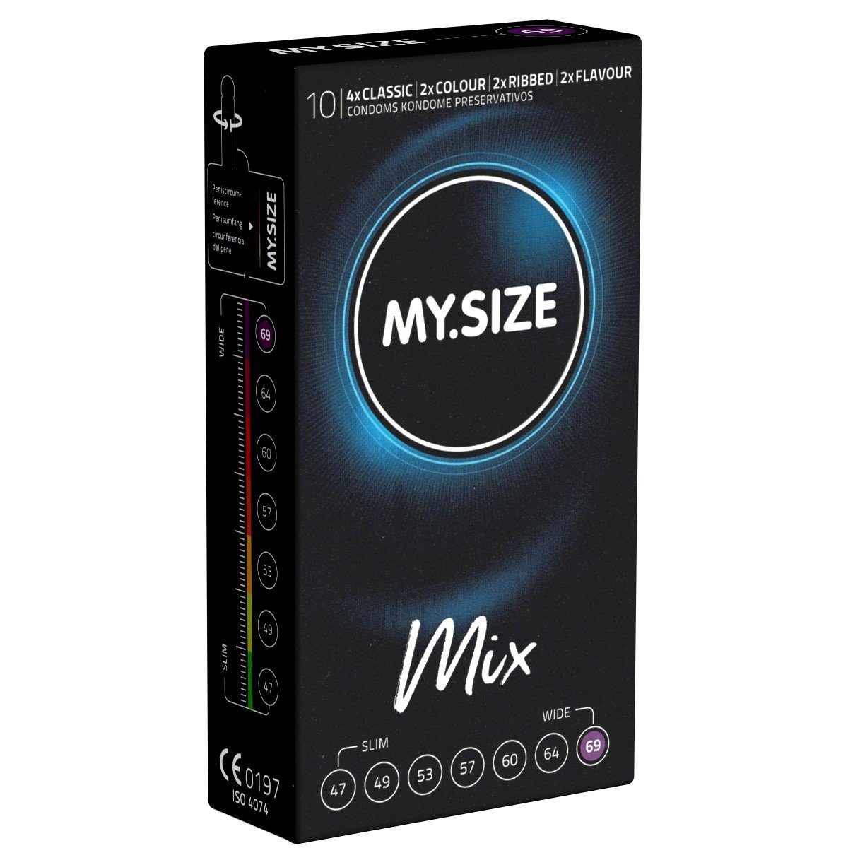 10 XXL-Kondome für MIX Sortiment, St., Kondome 69 Sicherheit und mit, besten im gemischten MY.SIZE Classic Packung Tragekomfort