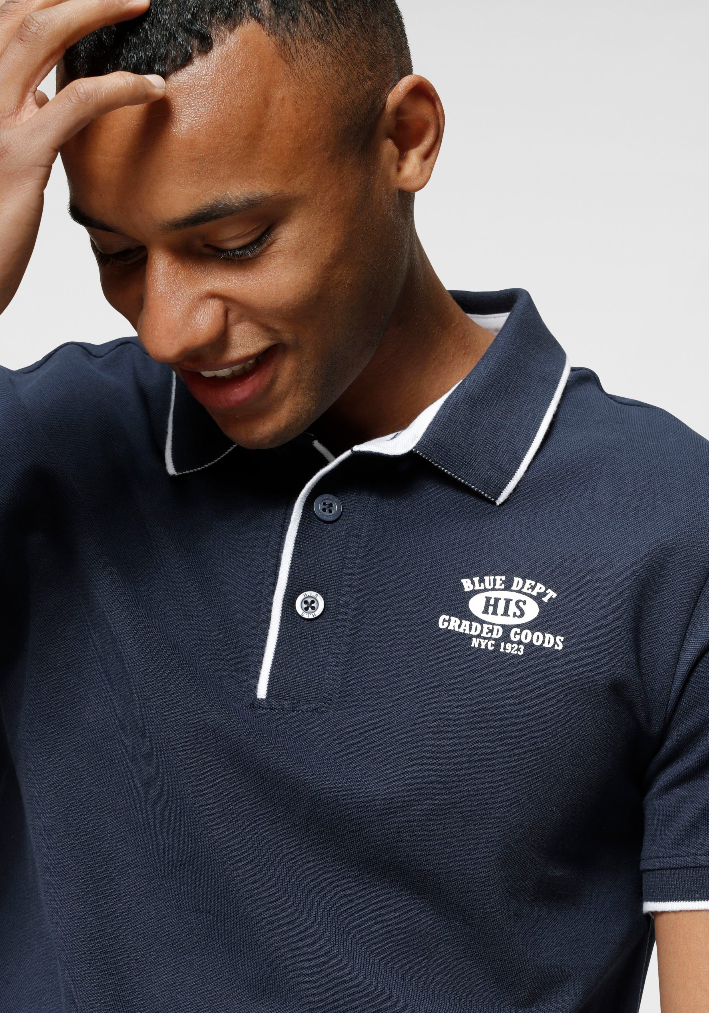 H.I.S Poloshirt Kurzarm, schmal geschnitten, mit Polokragen, aus Piqué-Stoff